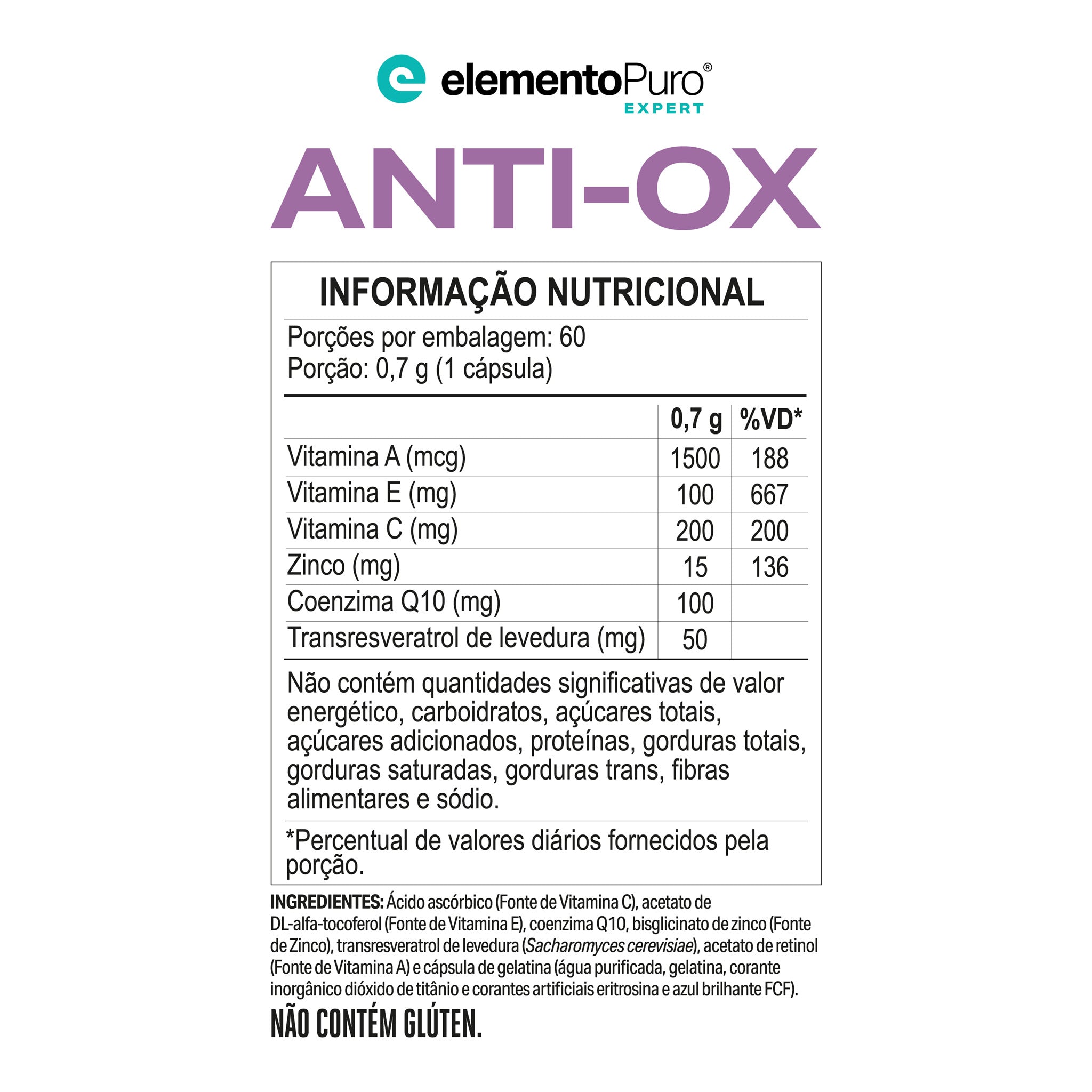 ANTI-OX Antioxidante 60 cápsulas