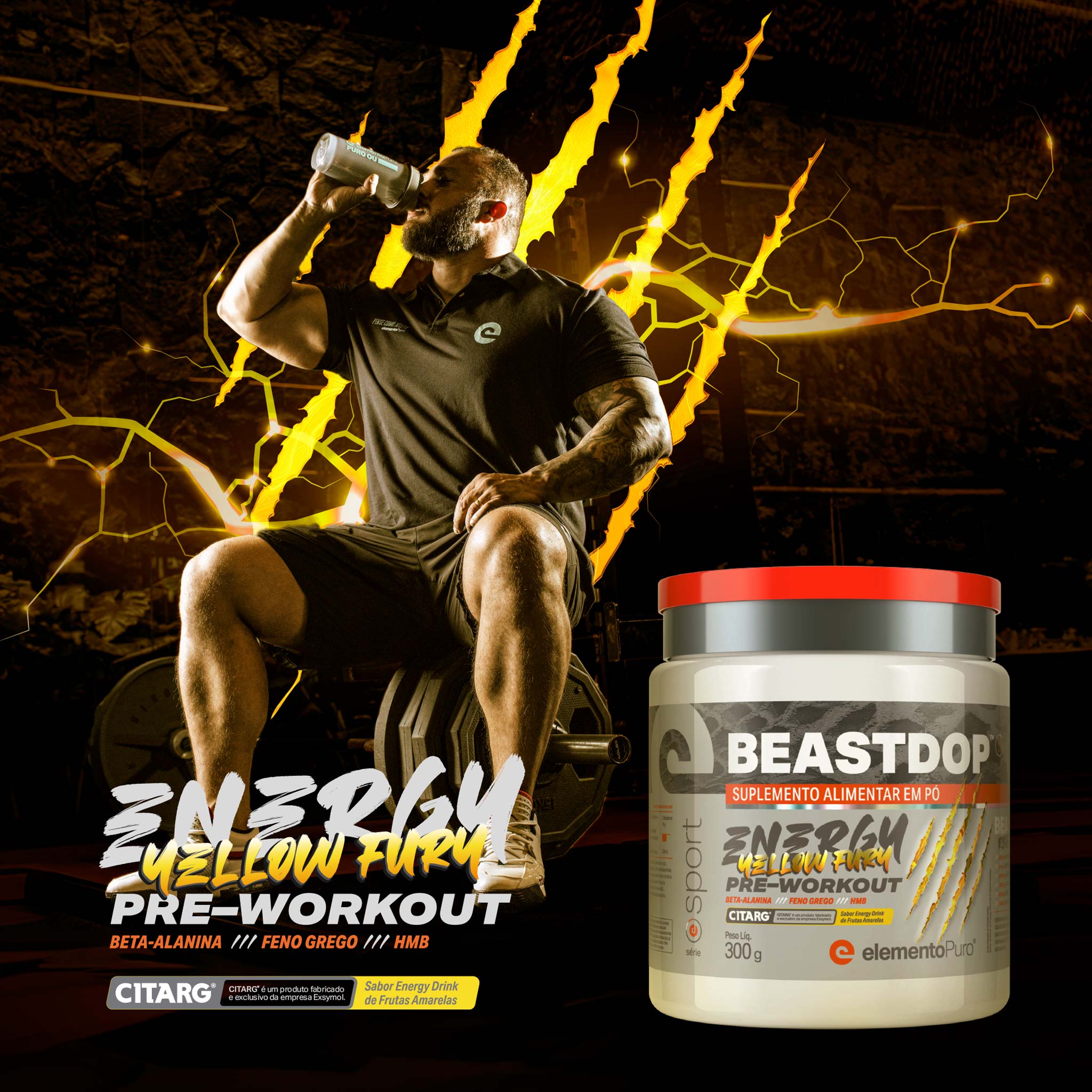 Pré-Treino BEASTDOP Frutas Amarelas 300g