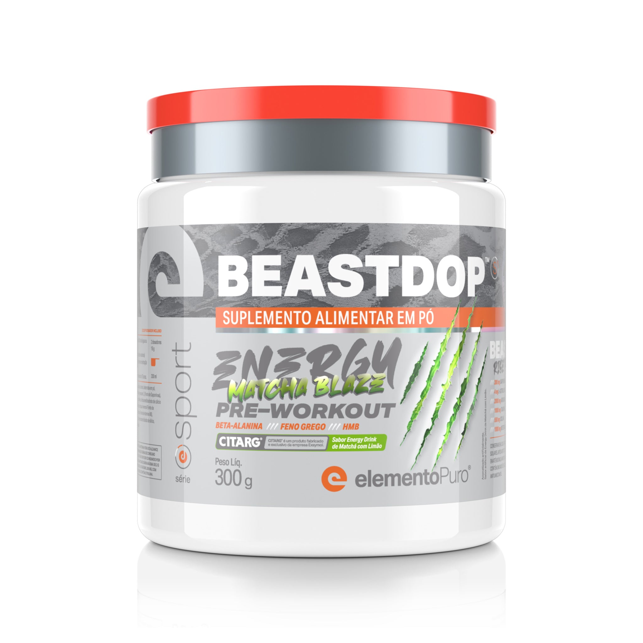 Pré-Treino BEASTDOP Matchá com Limão 300g
