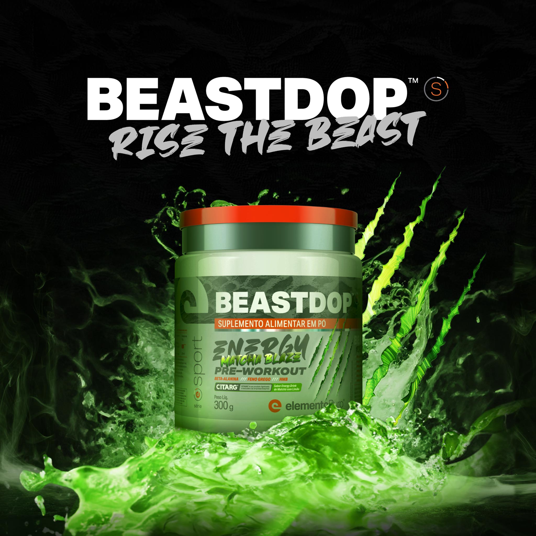 Pré-Treino BEASTDOP Matchá com Limão 300g