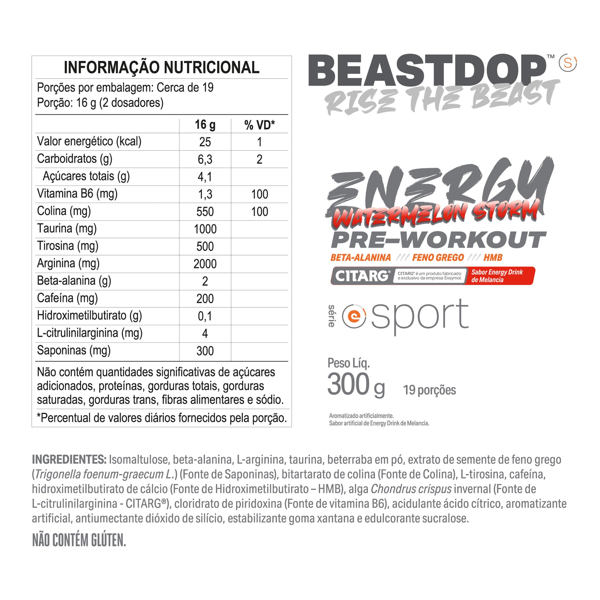 Pré-Treino BEASTDOP Melancia 300g