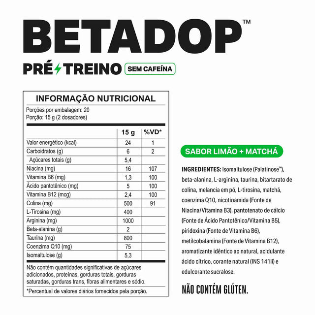 Pré-Treino BETADOP Limão com Matchá 300g