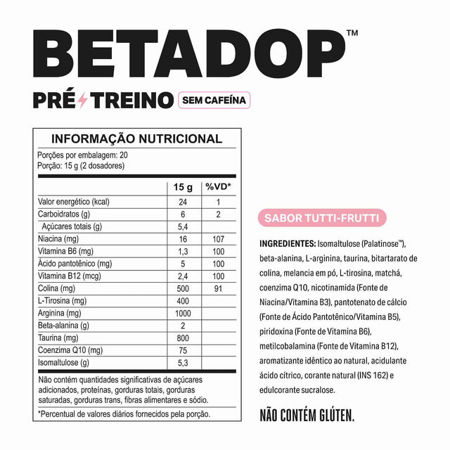 Pré-Treino BETADOP Tutti-Frutti 300g