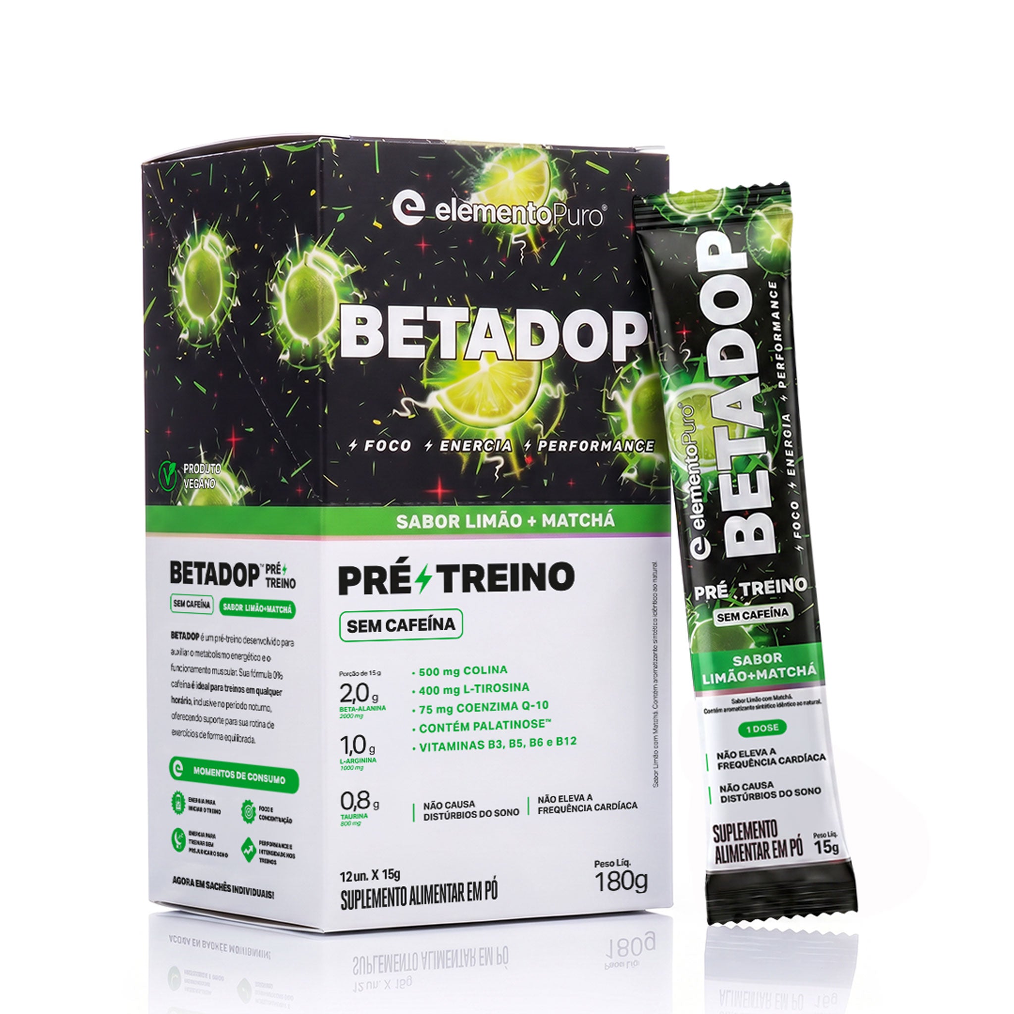 Pré-Treino BETADOP Limão com Matchá Display 12x15g