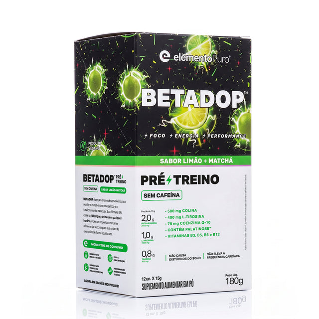 Pré-Treino BETADOP Limão com Matchá Display 12x15g