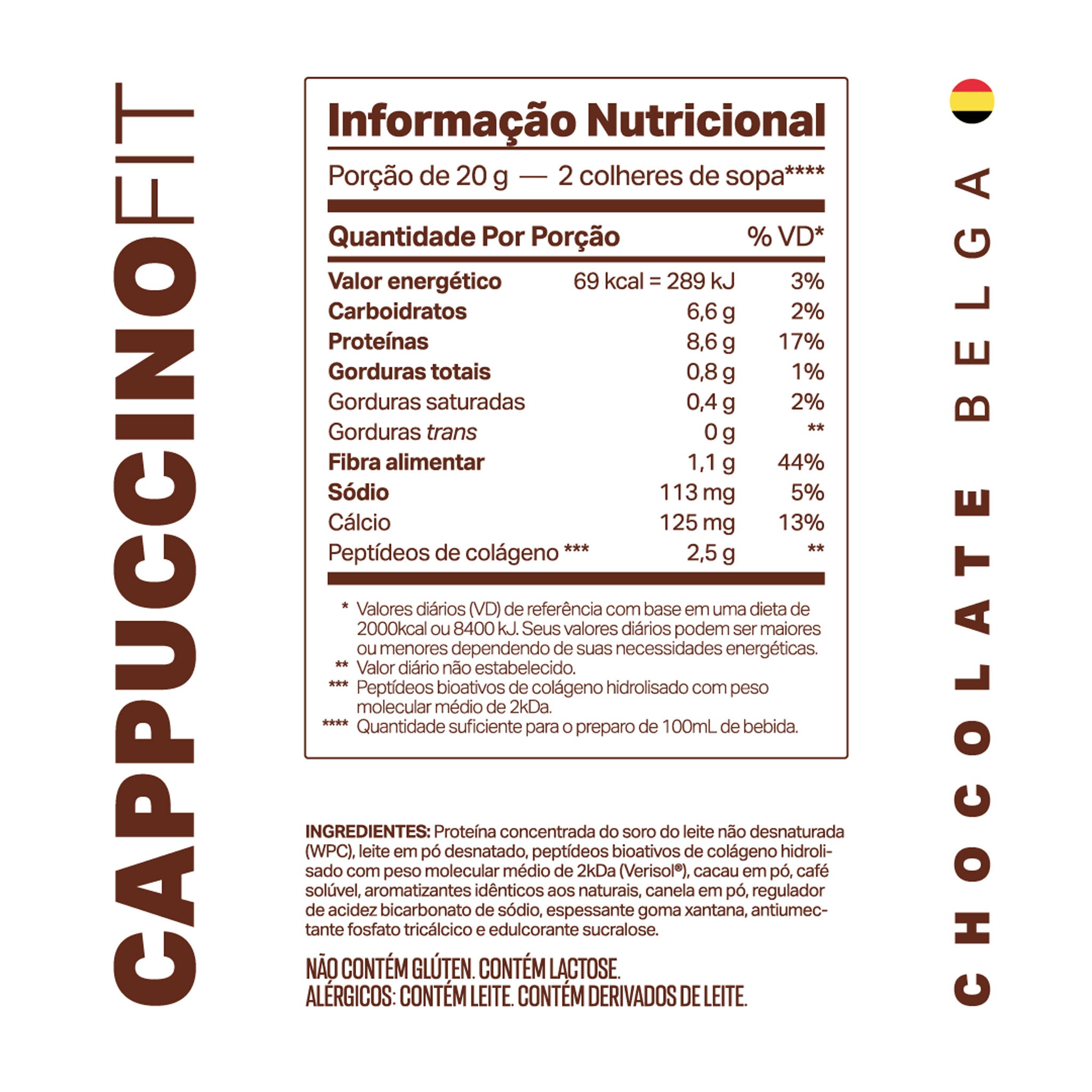 CAPPUCCINOFIT Chocolate Belga 200g