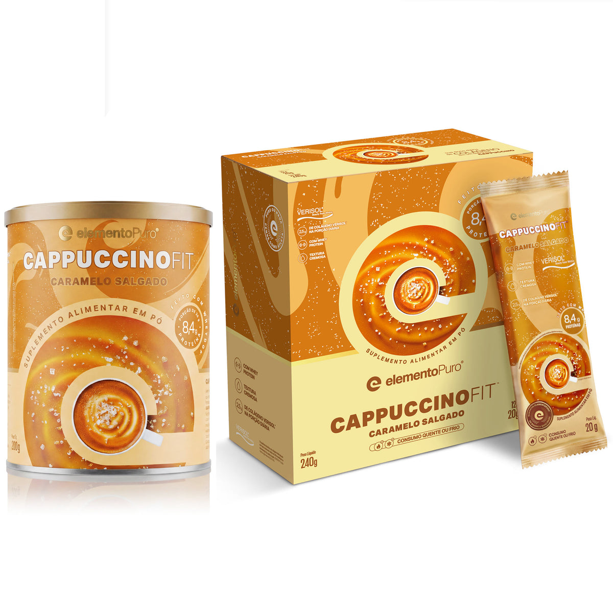 CAPPUCCINOFIT Caramelo Salgado em lata, display e sachê