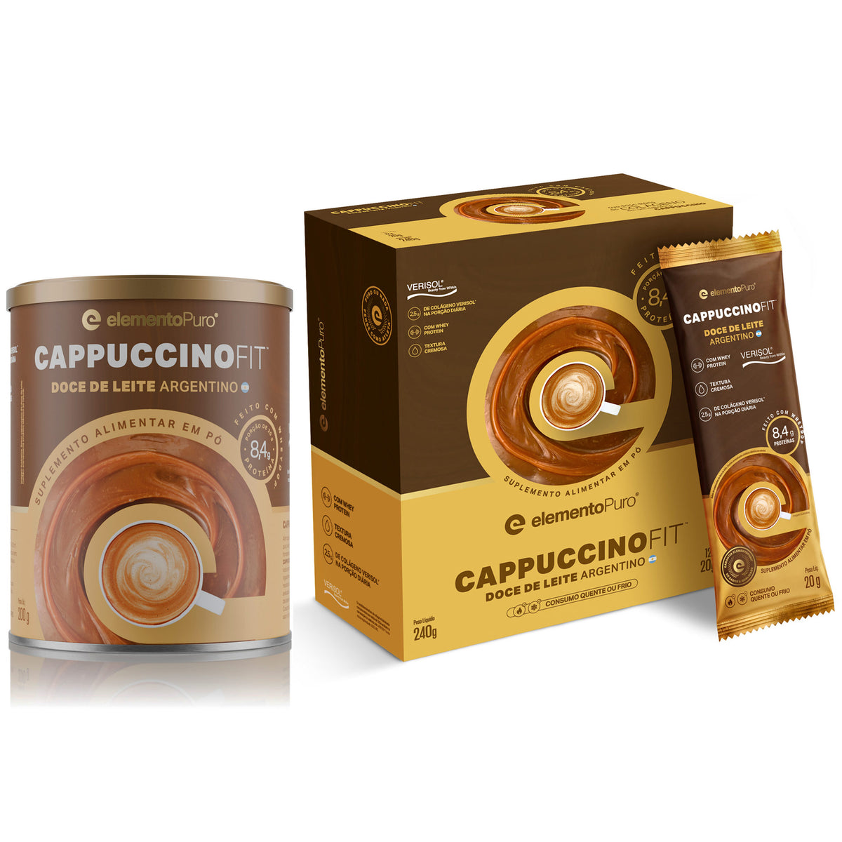 CAPPUCCINOFIT Doce de Leite Argentino em lata, display e sachê