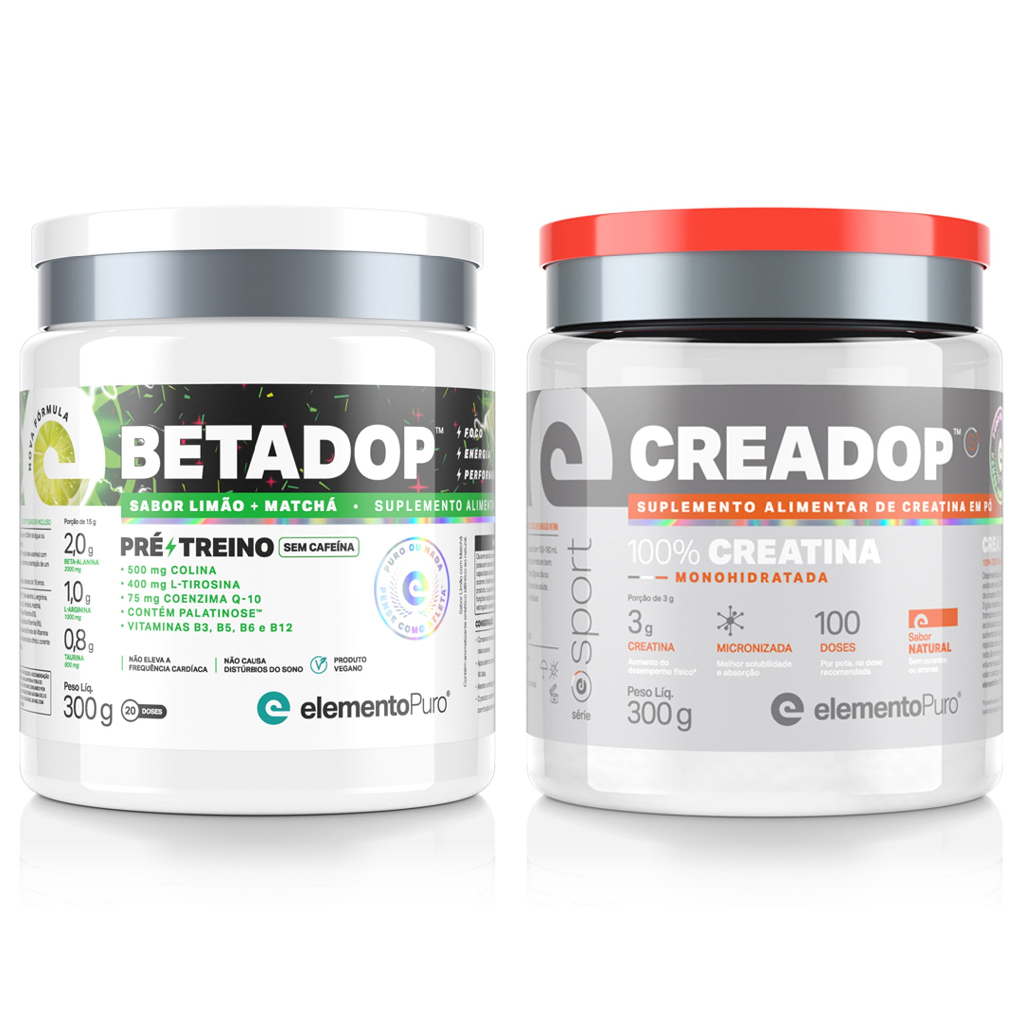 Combo Performance: BETADOP Limão com Matchá e CREADOP SPORT
