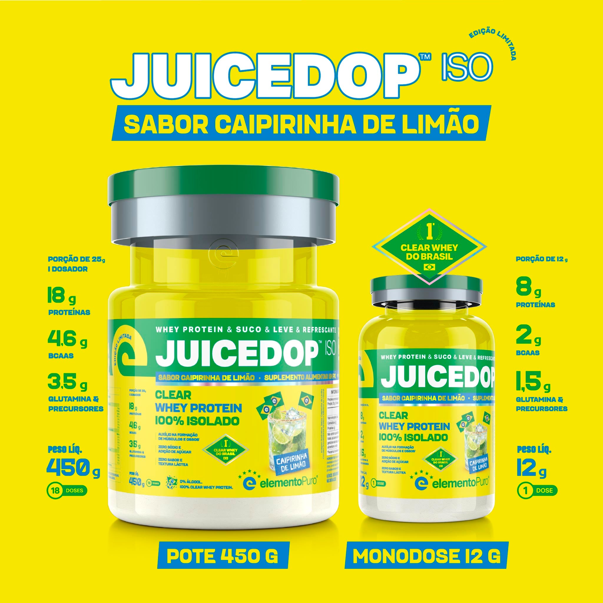 JUICEDOP Clear Whey Protein Caipirinha de Limão 450g