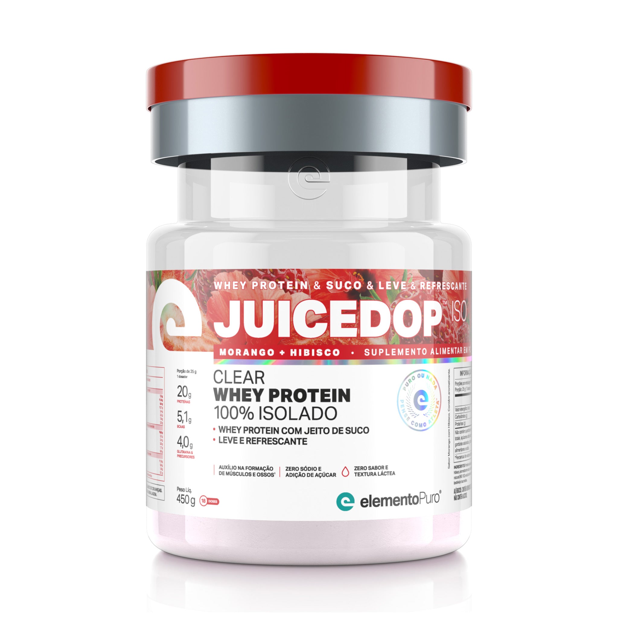 JUICEDOP Clear Whey Protein Morango com Hibisco 450g