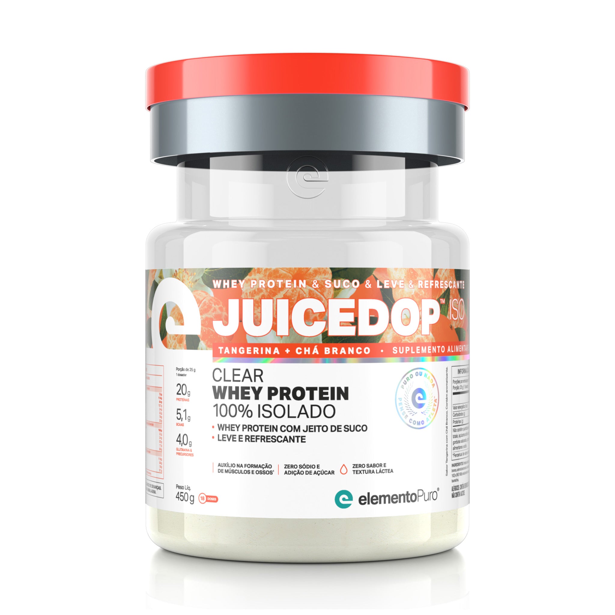JUICEDOP Clear Whey Protein Tangerina com Chá Branco 450g