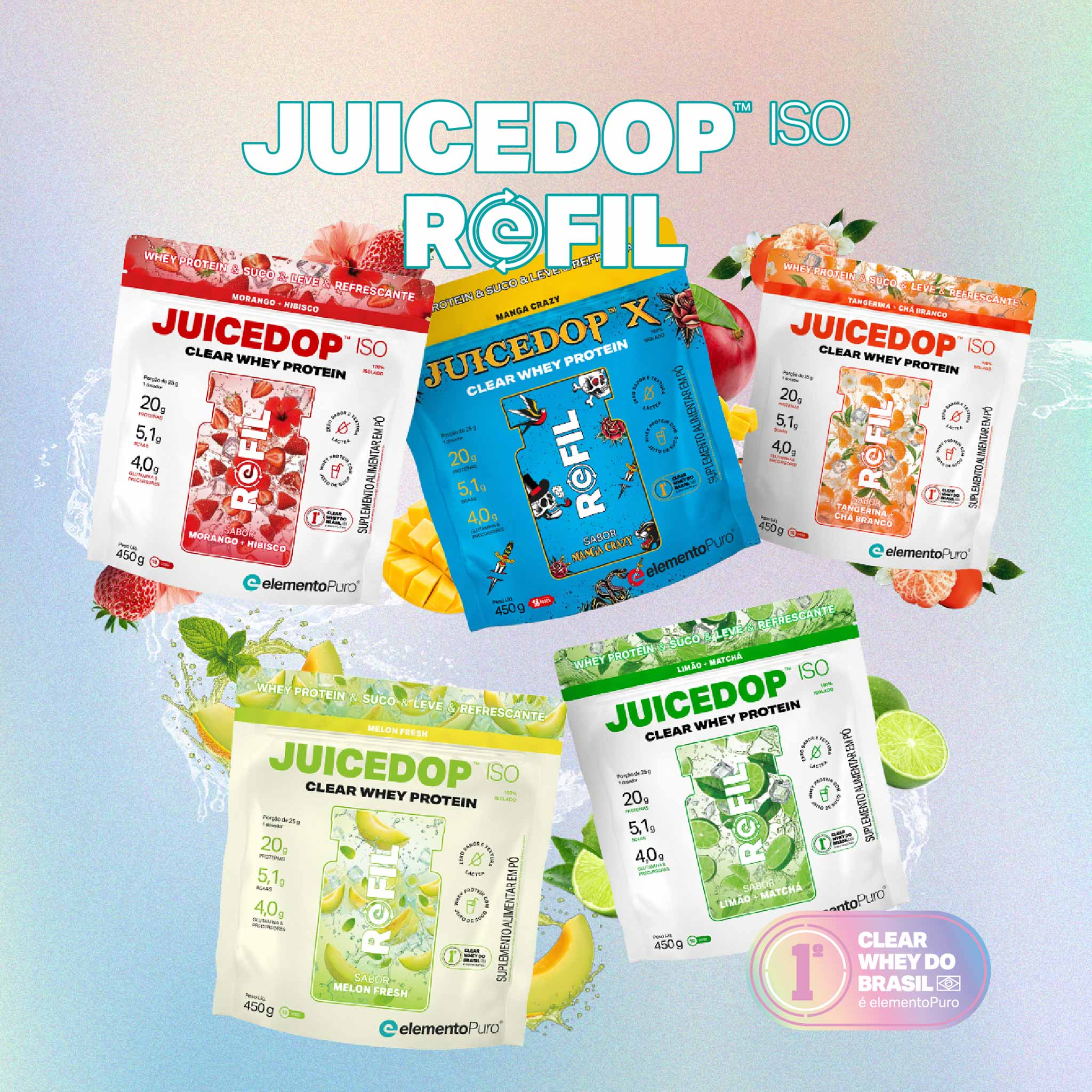 REFIL JUICEDOP Clear Whey Protein Manga Crazy 450g