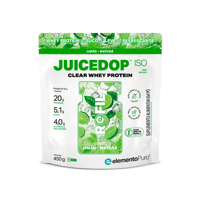 REFIL JUICEDOP Clear Whey Protein Limão com Matchá 450g