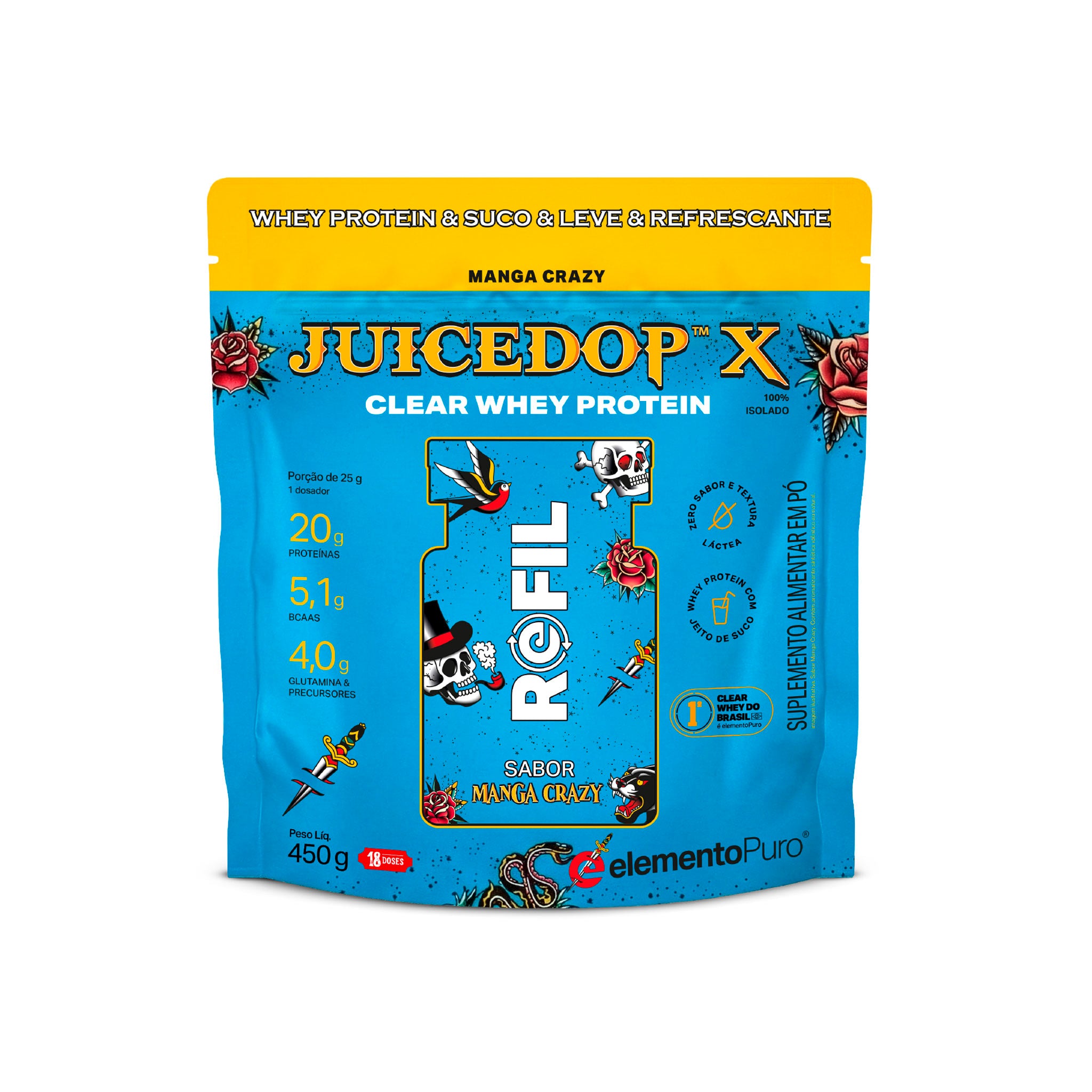 REFIL JUICEDOP Clear Whey Protein Manga Crazy 450g