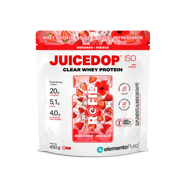 REFIL JUICEDOP Clear Whey Protein Morango com Hibisco 450g