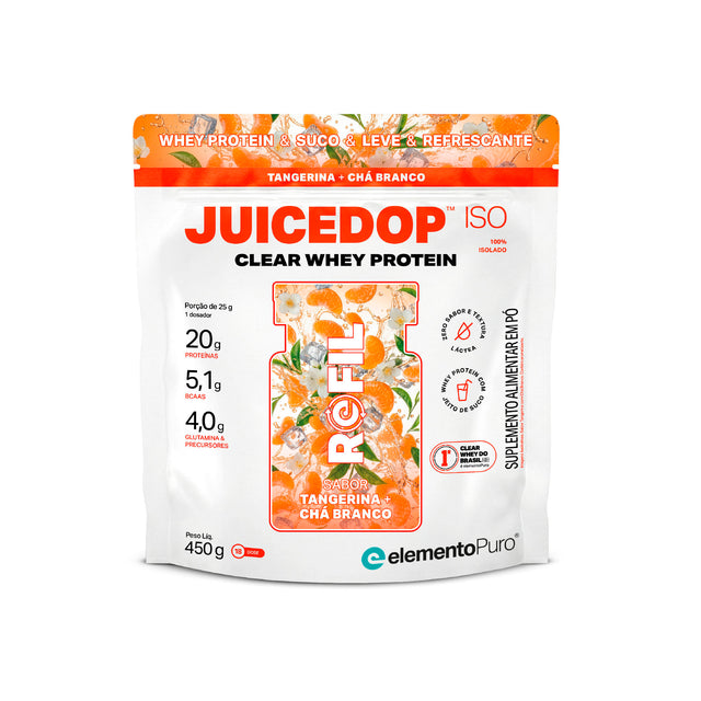 REFIL JUICEDOP Clear Whey Protein Tangerina com Chá Branco 450g