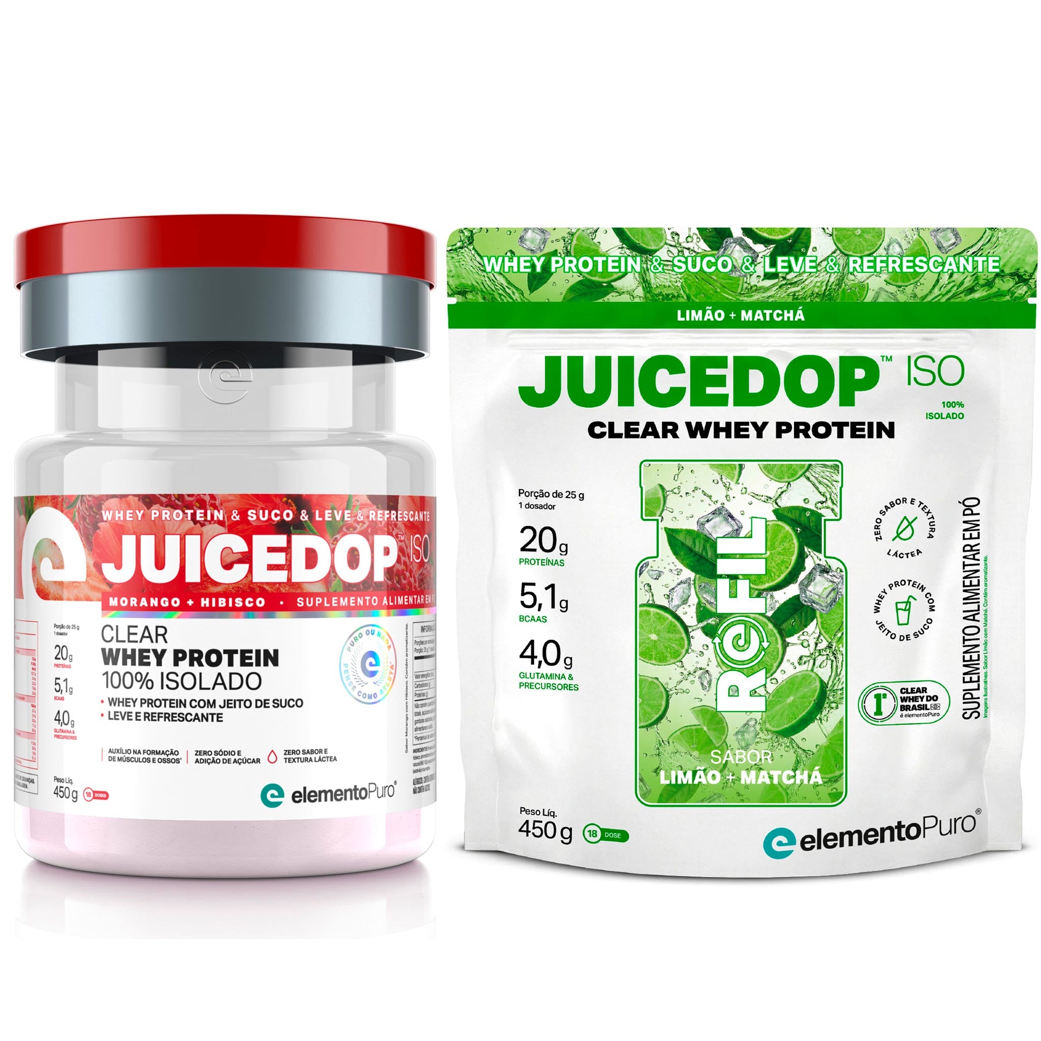 KIT JUICEDOP ISO Clear Whey Protein - POTE 450g + REFIL 450g