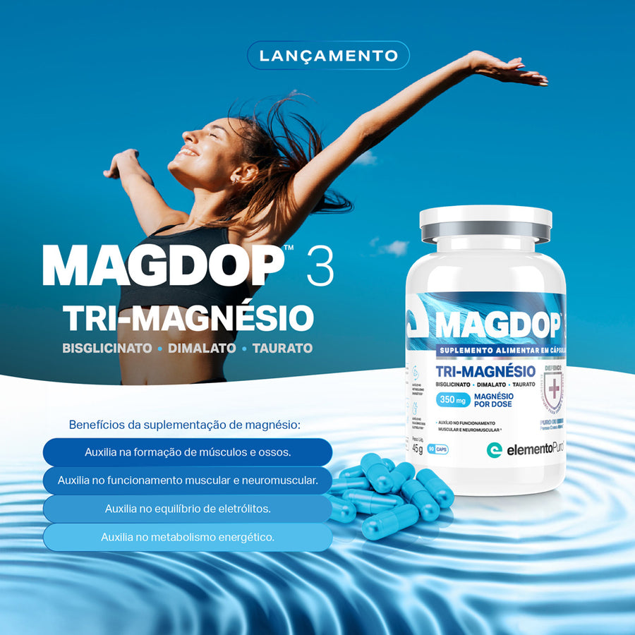 MAGDOP 3 Tri-Magnésio 90 Cápsulas