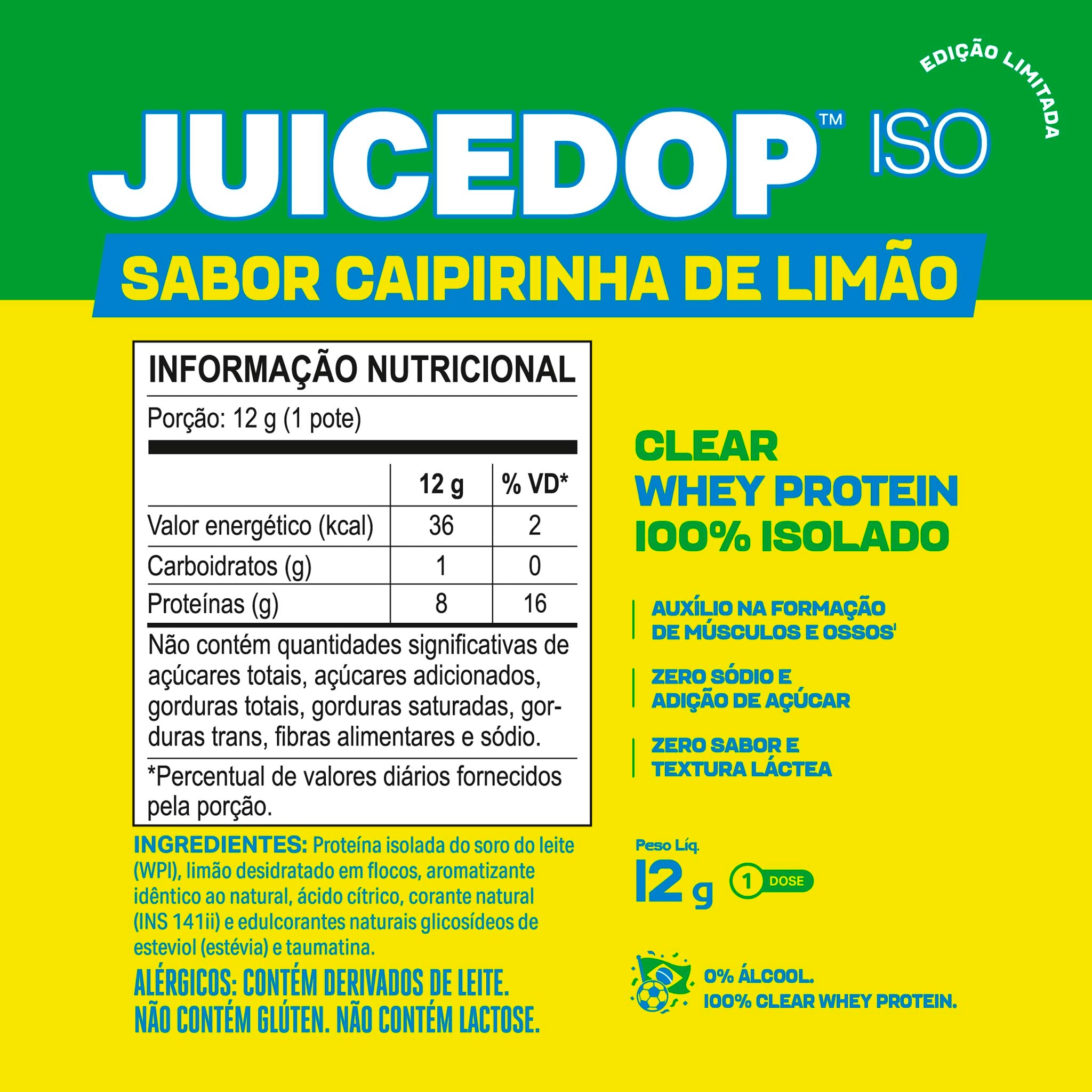 MONODOSE JUICEDOP Clear Whey Protein Caipirinha de Limão 12g