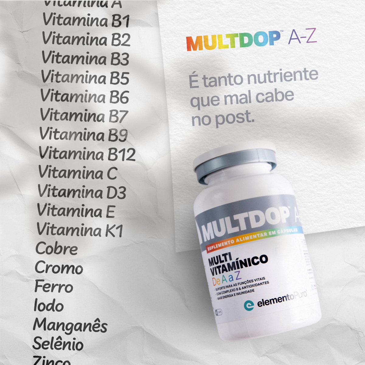 Lista de vitaminas e minerais do MULTDOP A-Z