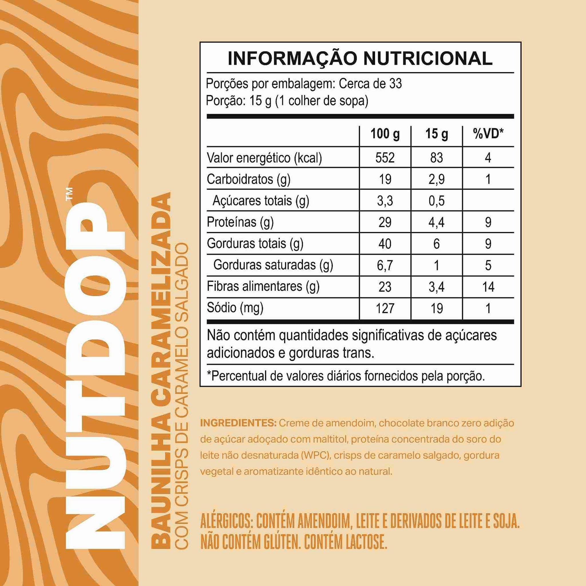 NUTDOP Creme Proteico de Amendoim - Baunilha Caramelizada 500g