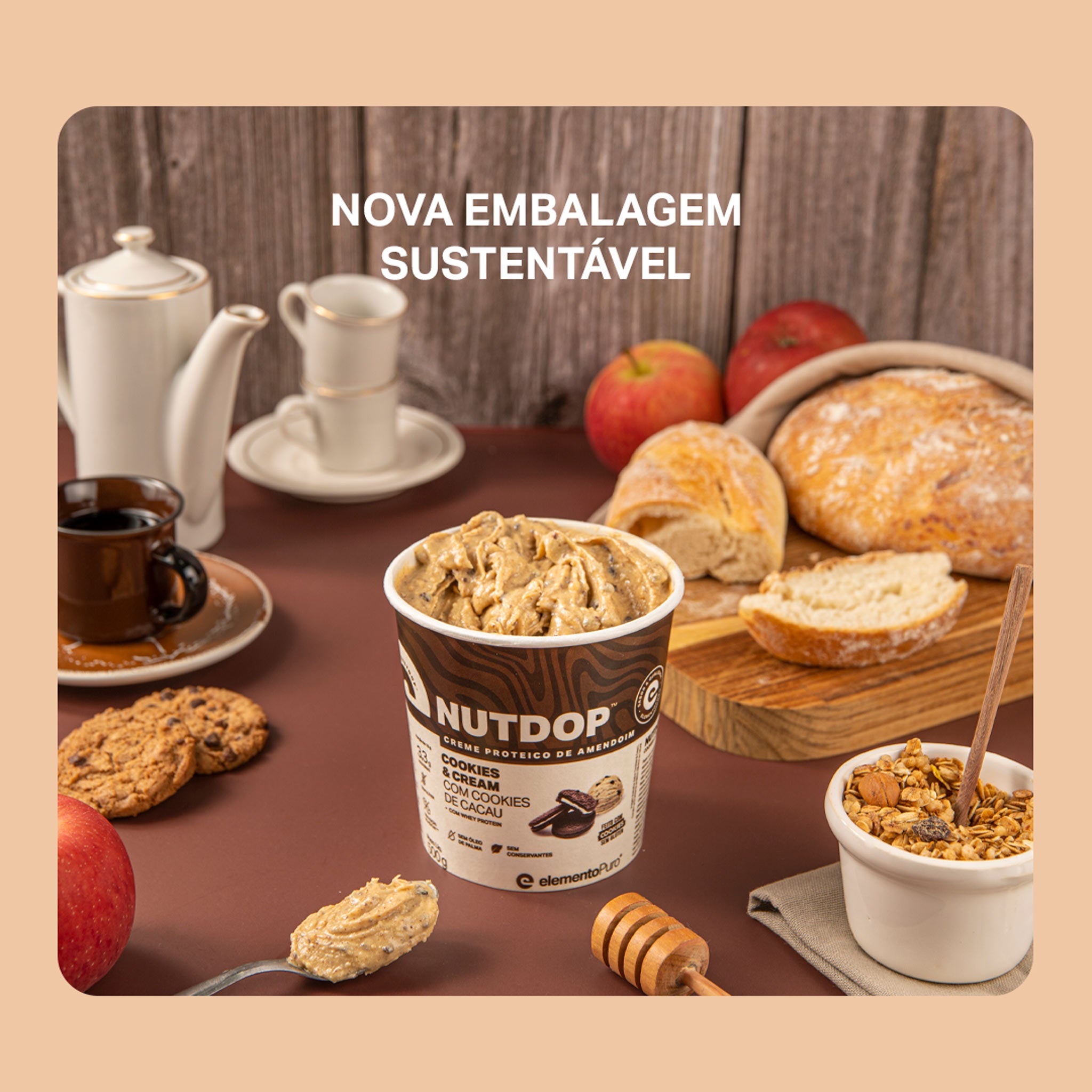 NUTDOP Creme Proteico de Amendoim - Cookies & Cream 500g