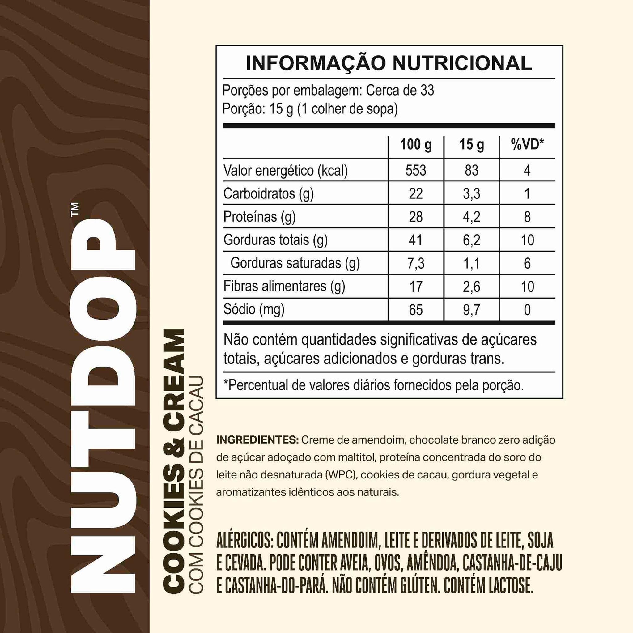 NUTDOP Creme Proteico de Amendoim - Cookies & Cream 500g