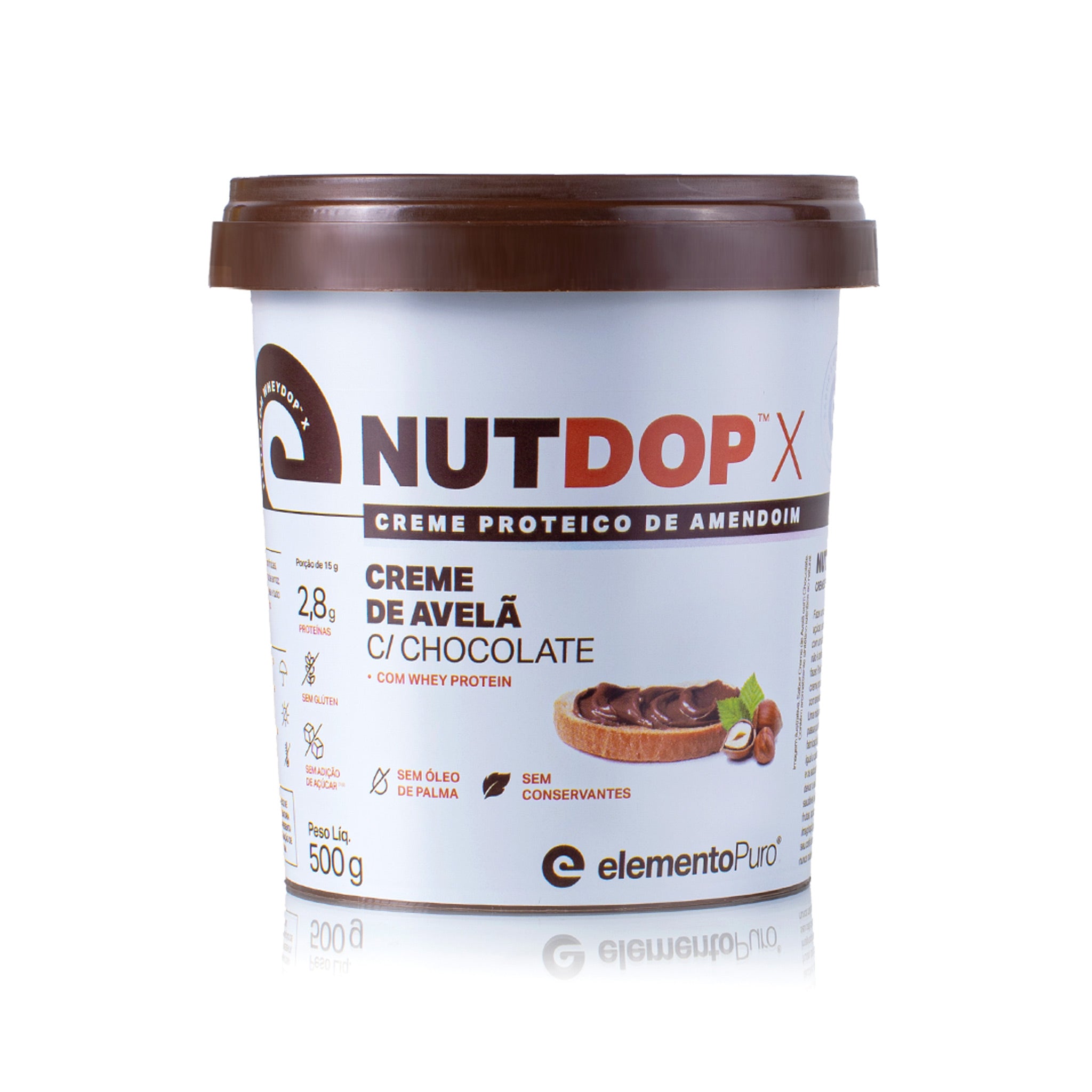 NUTDOP Creme Proteico de Amendoim - Creme de Avelã com Chocolate 500g
