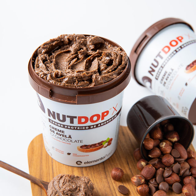 NUTDOP Creme Proteico de Amendoim - Creme de Avelã com Chocolate 500g