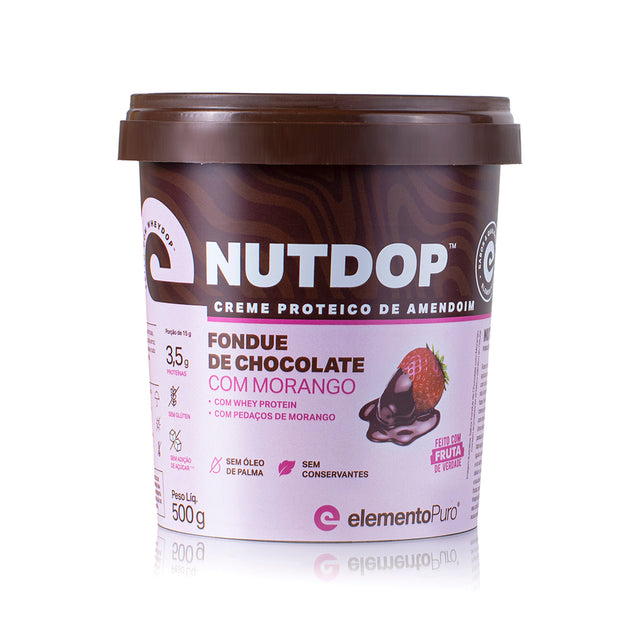 NUTDOP Creme Proteico de Amendoim - Fondue de Chocolate com Morango 500g