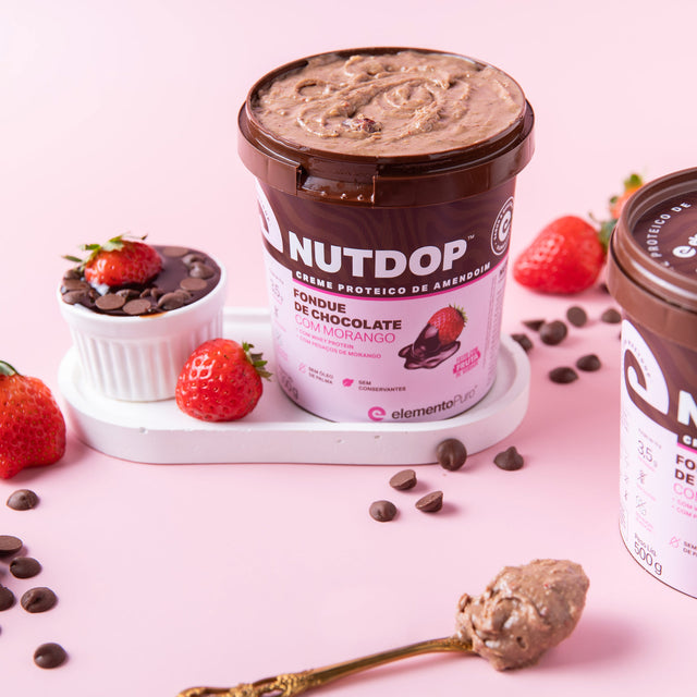 NUTDOP Creme Proteico de Amendoim - Fondue de Chocolate com Morango 500g