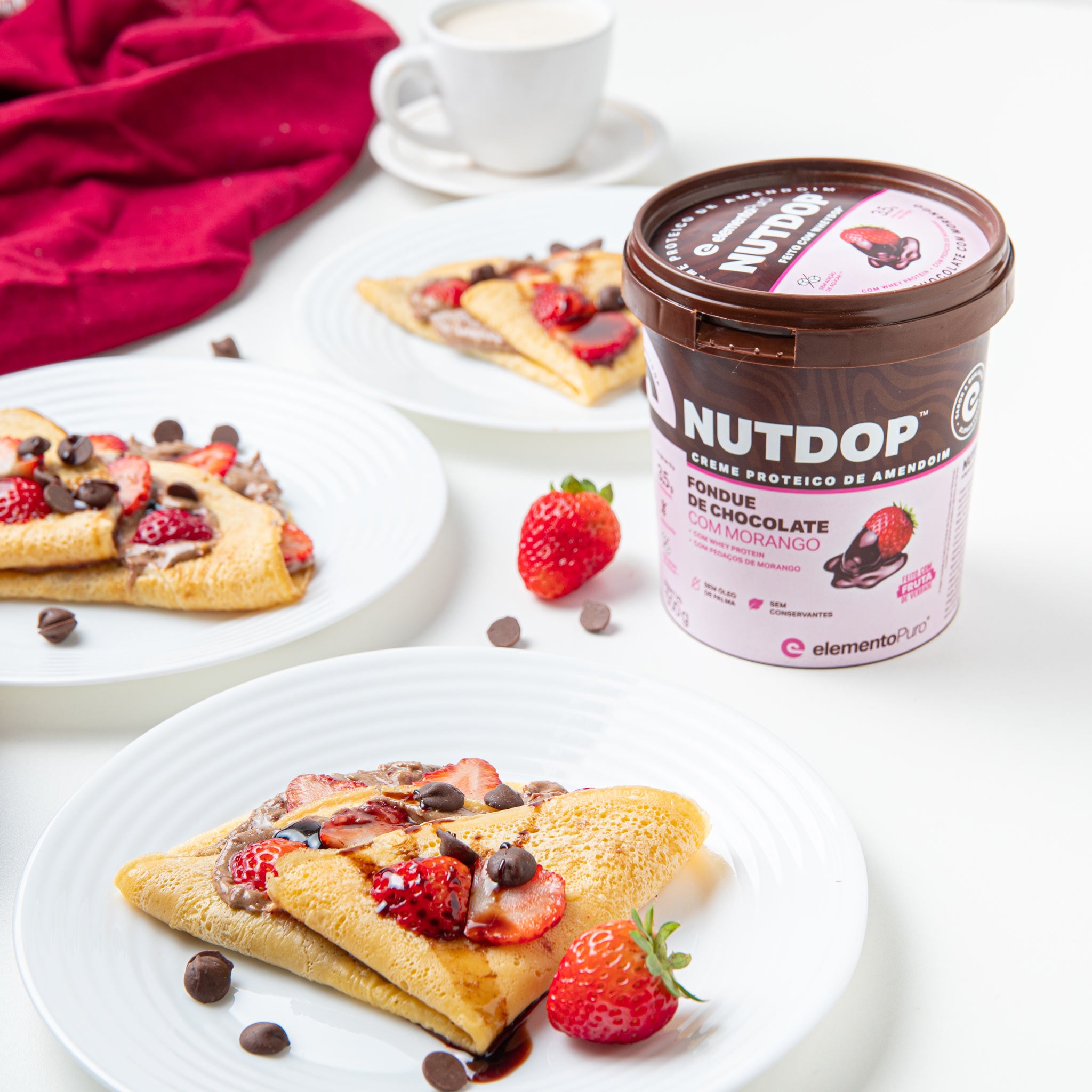 NUTDOP Creme Proteico de Amendoim - Fondue de Chocolate com Morango 500g