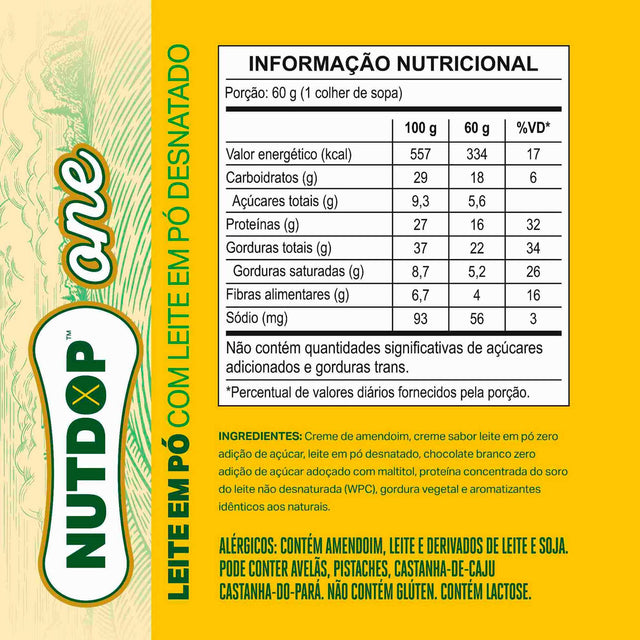 NUTDOP ONE Creme Proteico de Amendoim - Leite em pó 60g