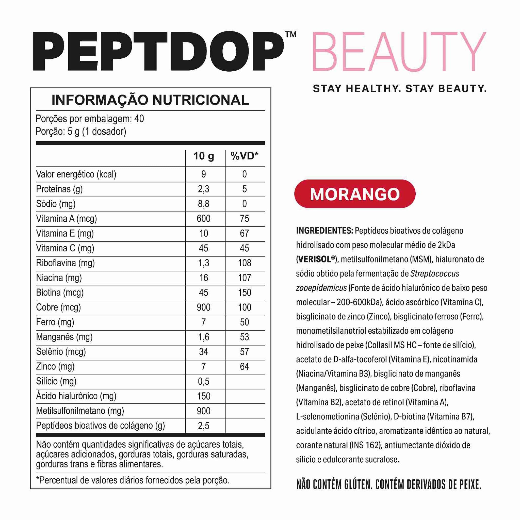 PEPTDOP BEAUTY Colágeno Verisol® Morango 200g