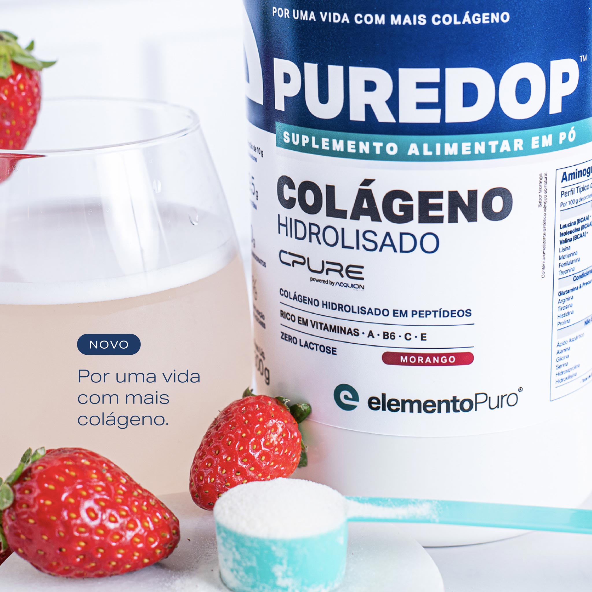 PUREDOP Colágeno Hidrolisado CPURE® Morango 300g