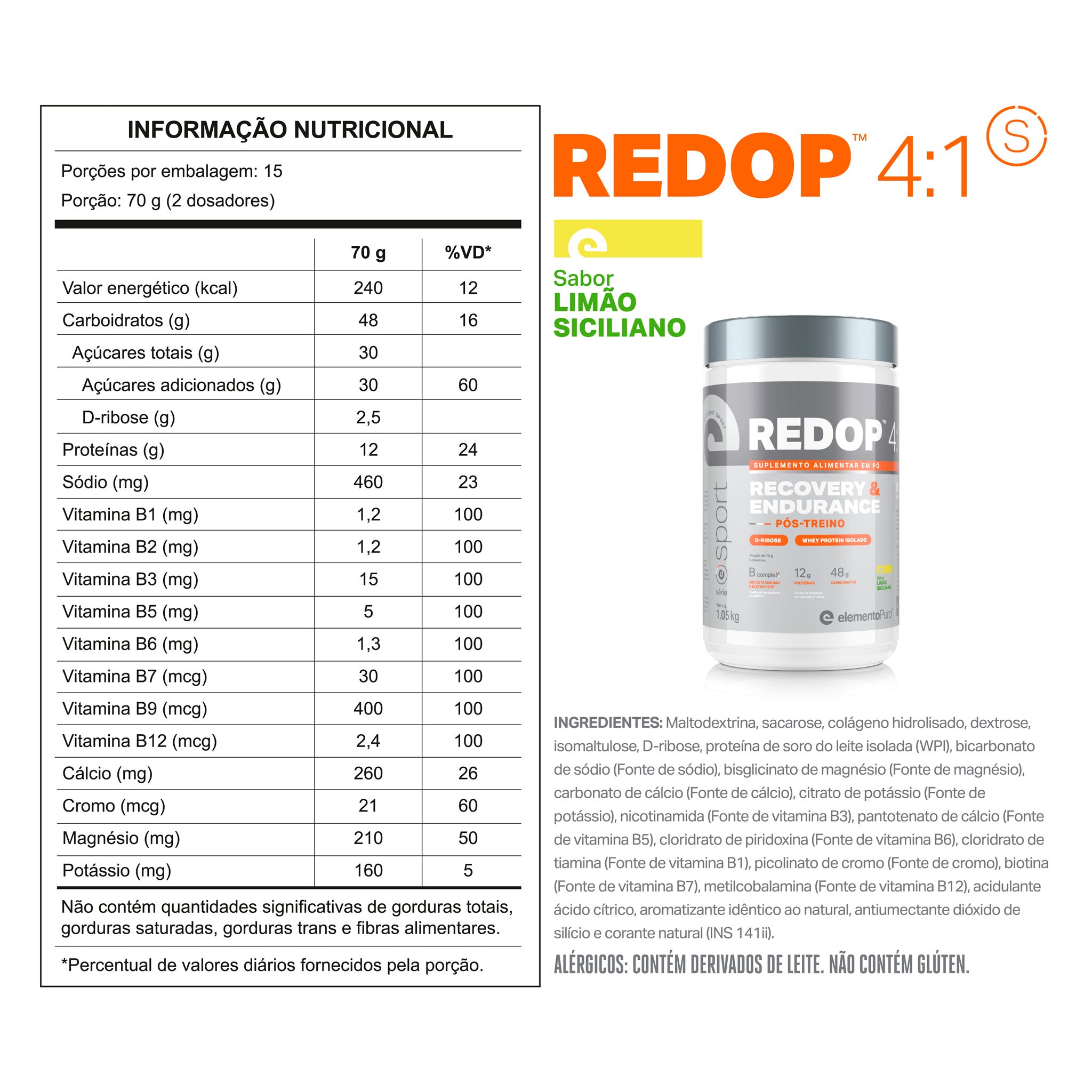 REDOP 4:1 Recovery & Endurance Limão Siciliano 1,05Kg