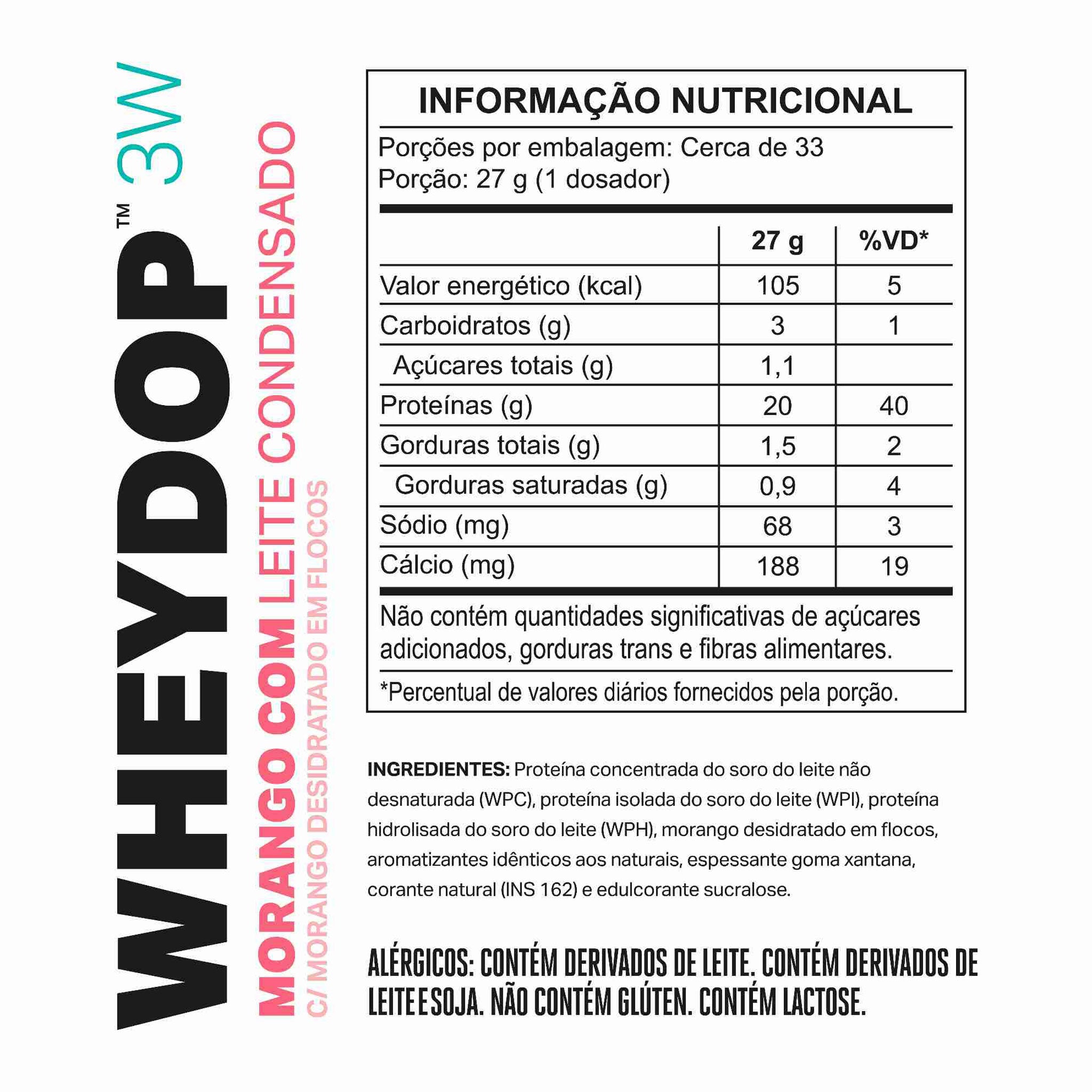 REFIL WHEYDOP 3W Morango com Leite Condensado 900g