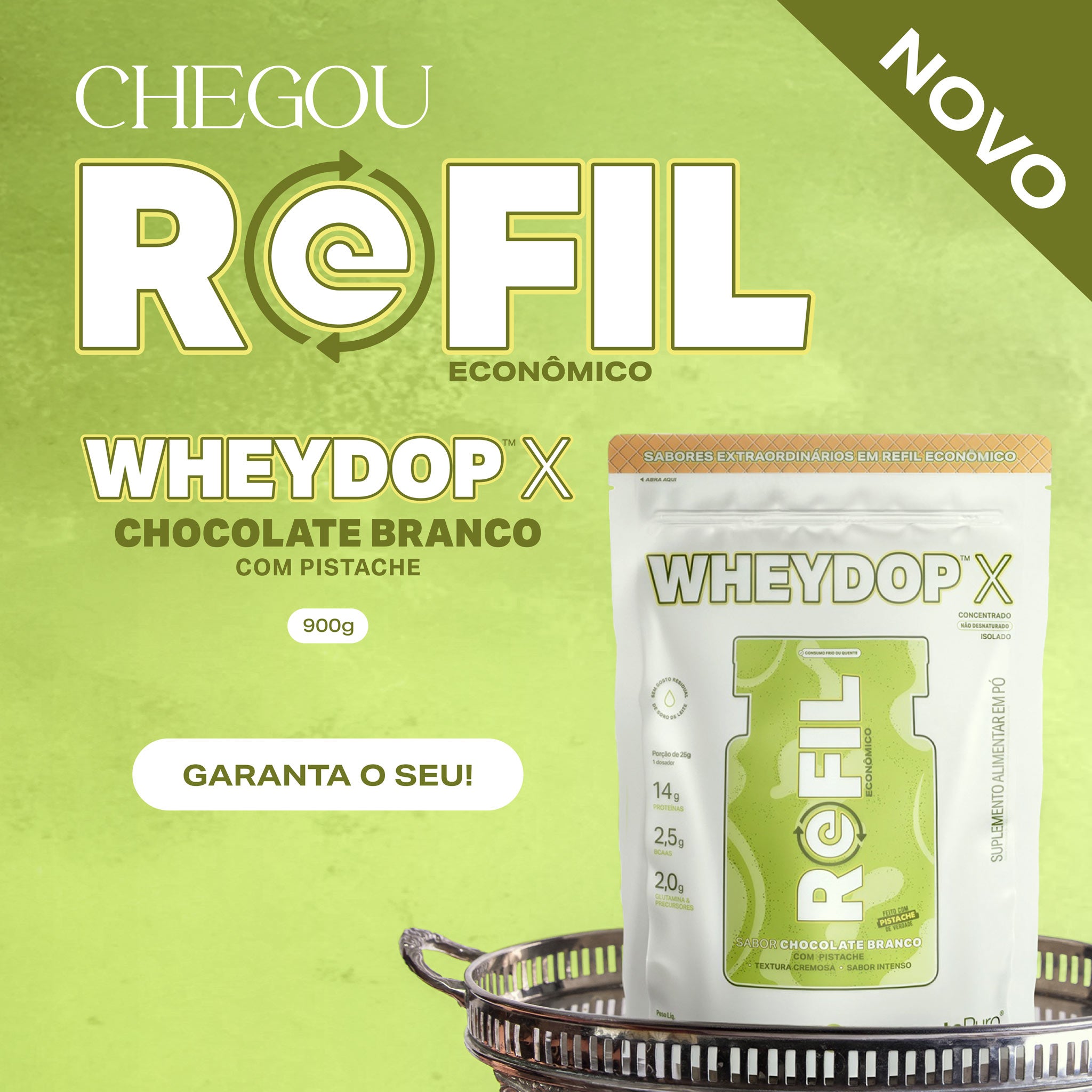 REFIL WHEYDOP X Chocolate Branco com Pistache 900g