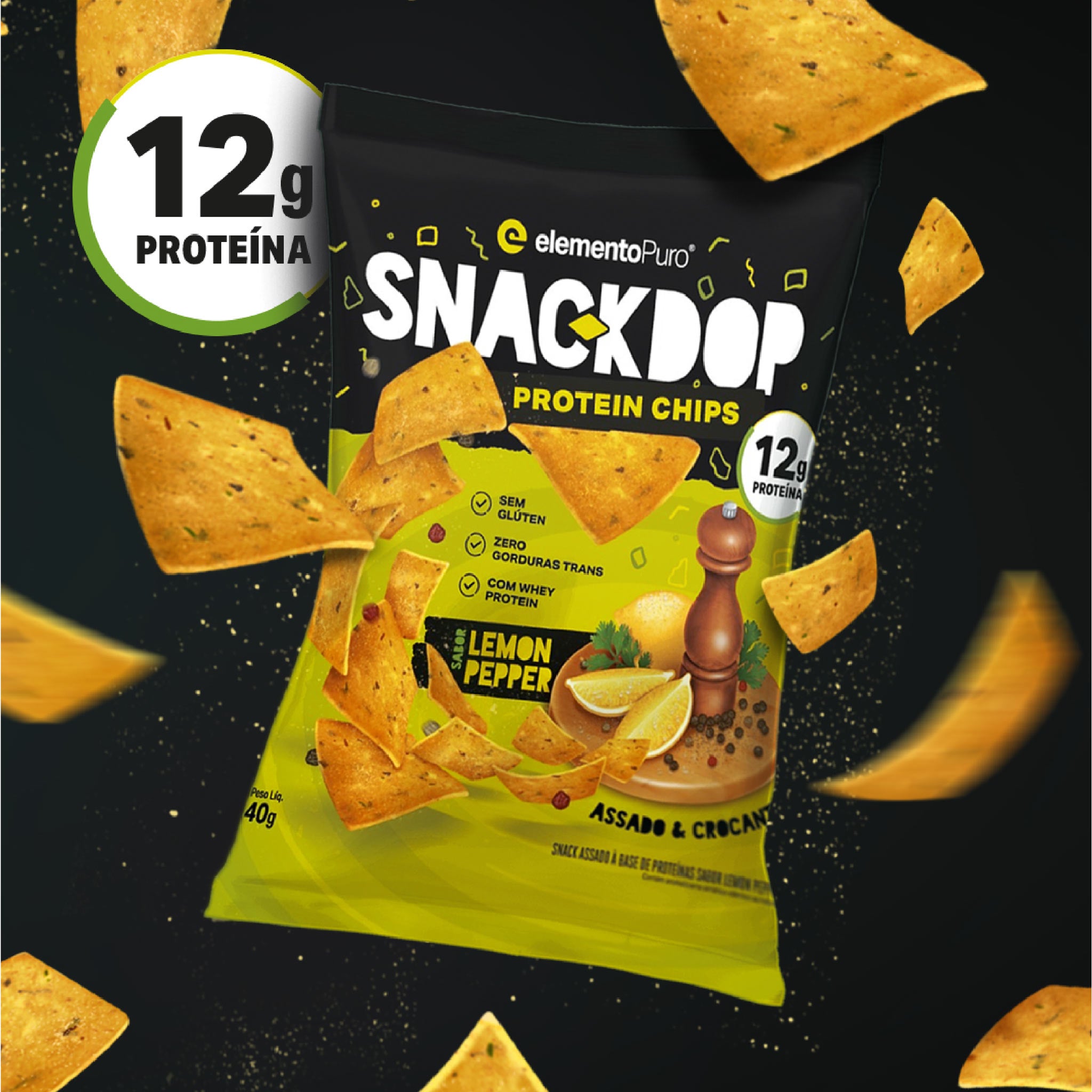 SNACKDOP Protein Chips Lemon Pepper 40g