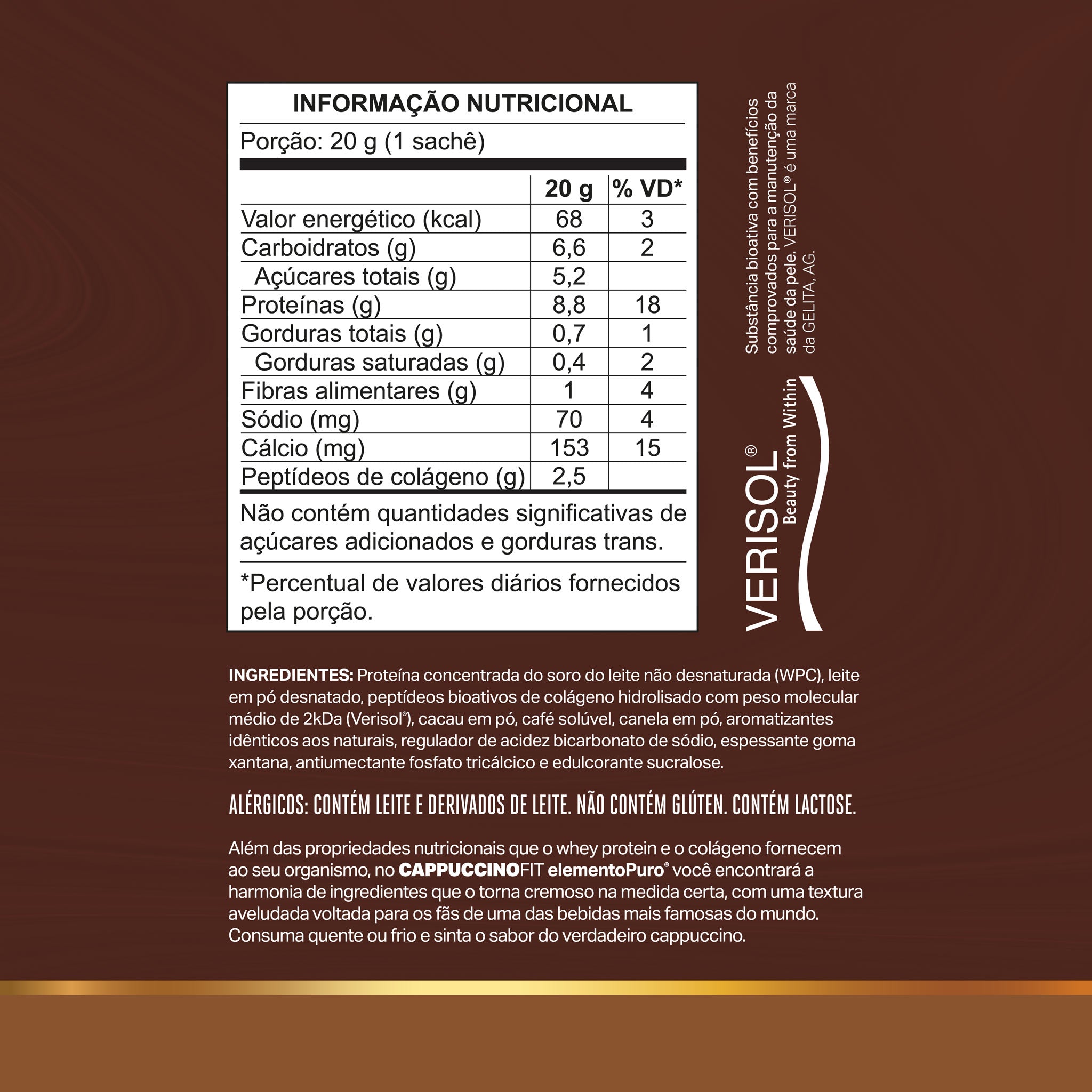 CAPPUCCINOFIT Chocolate Belga Sachê 20g