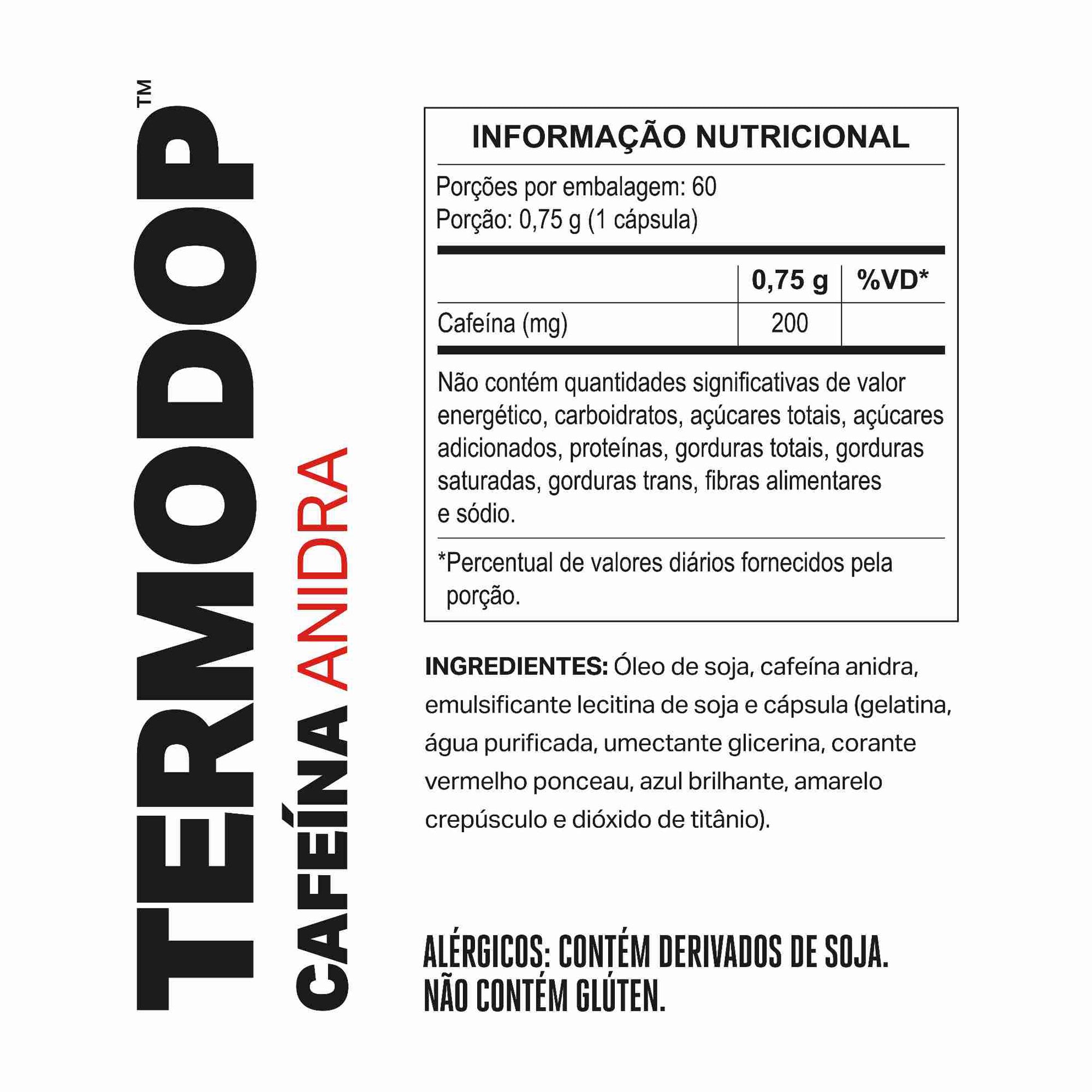 TERMODOP Cafeína 200 mg - 60 Cápsulas