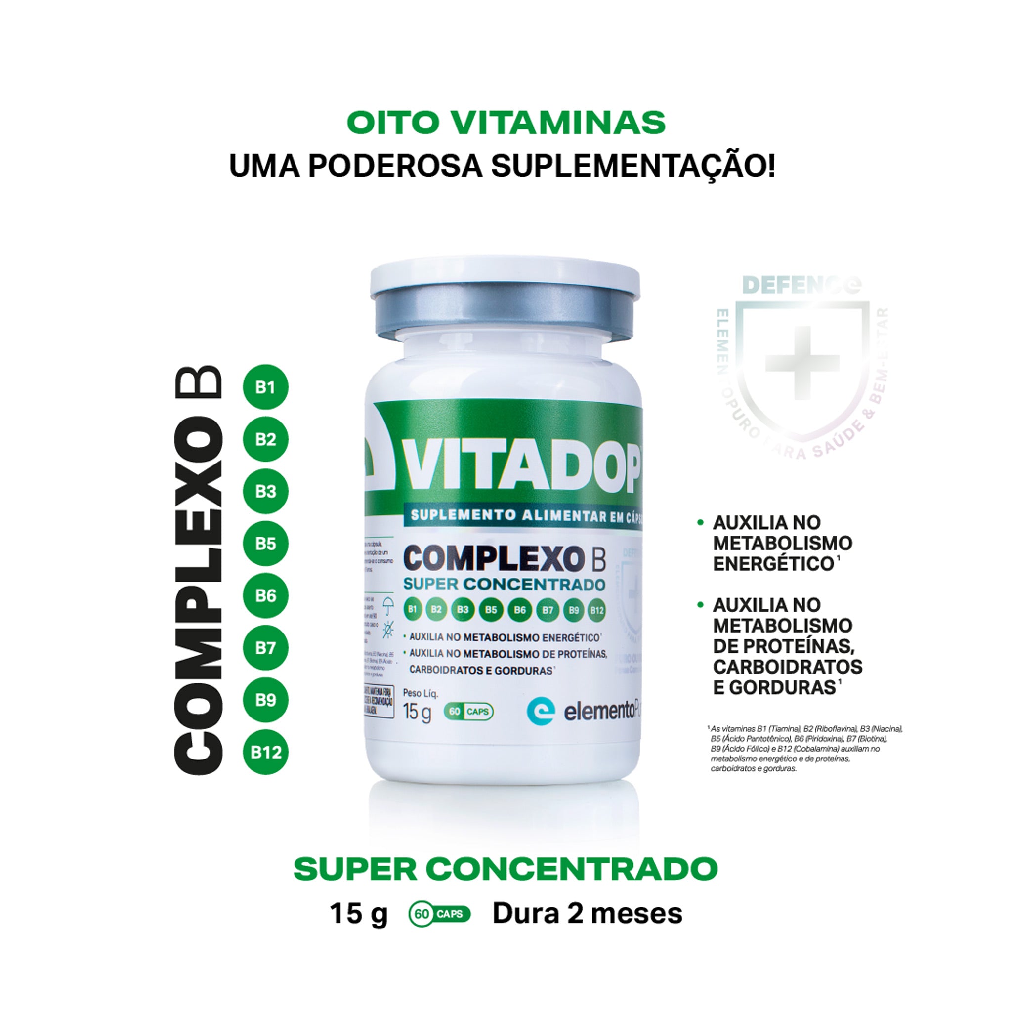 VITADOP B - Vitaminas complexo B 60 Cápsulas