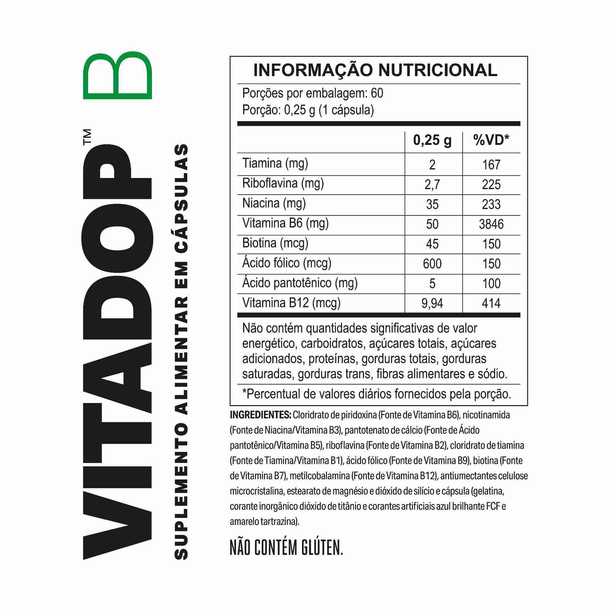 VITADOP B - Vitaminas complexo B 60 Cápsulas