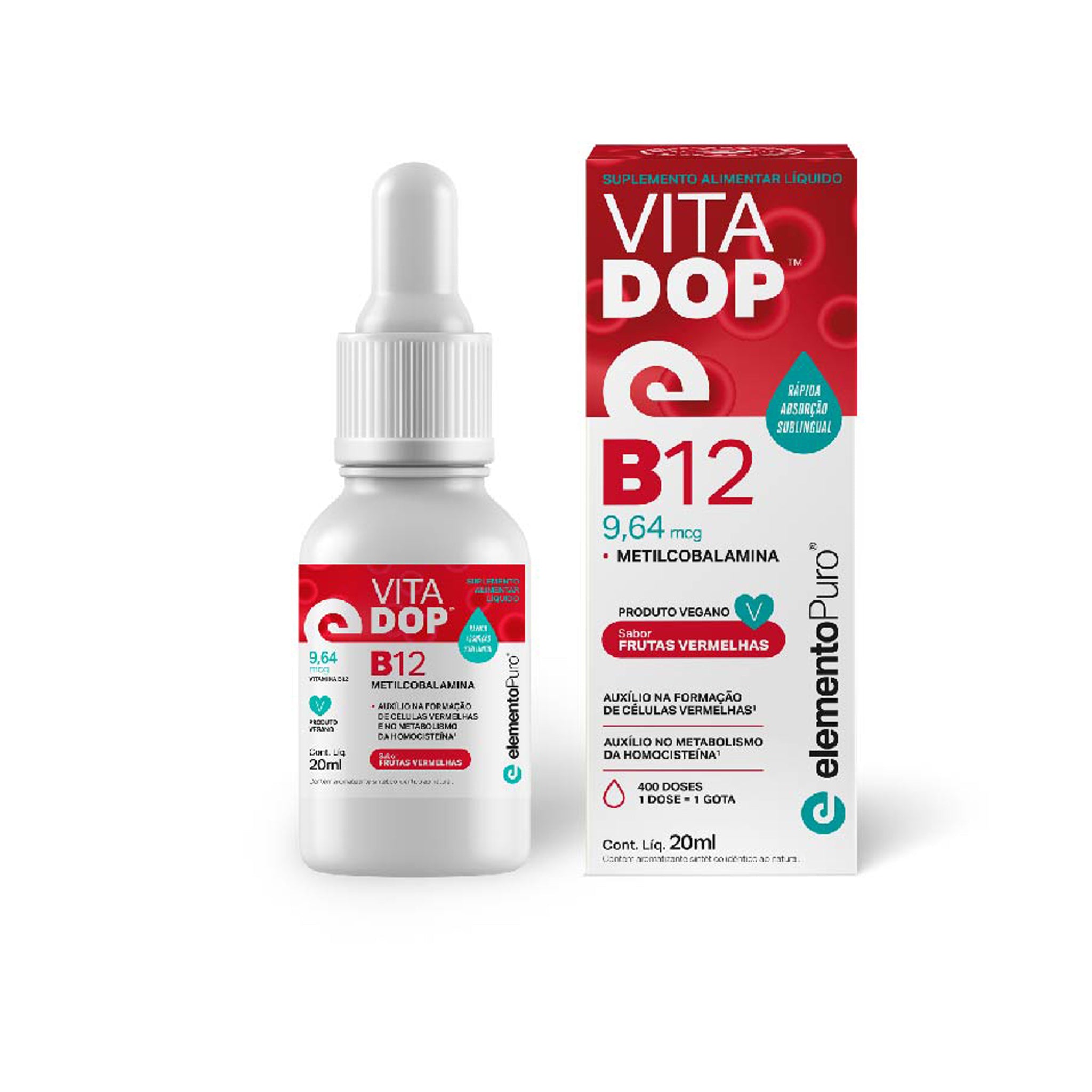 VITADOP B12 Metilcobalamina em Gotas Frutas Vermelhas 20ml