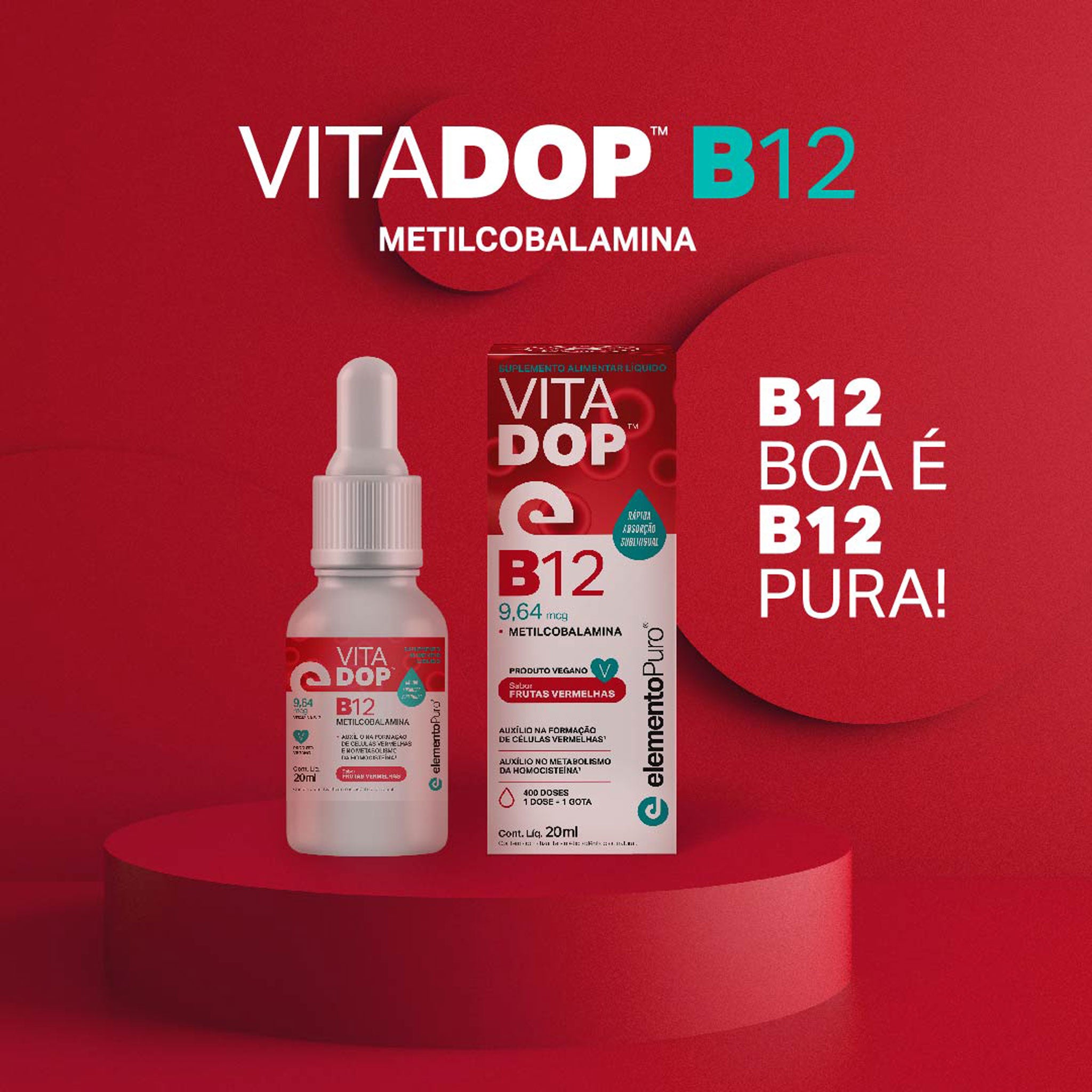 VITADOP B12 Metilcobalamina em Gotas Frutas Vermelhas 20ml