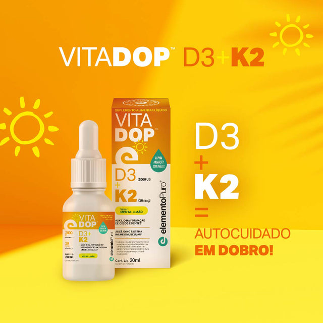 VITADOP D3+K2 em Gotas Menta-Limão 20ml