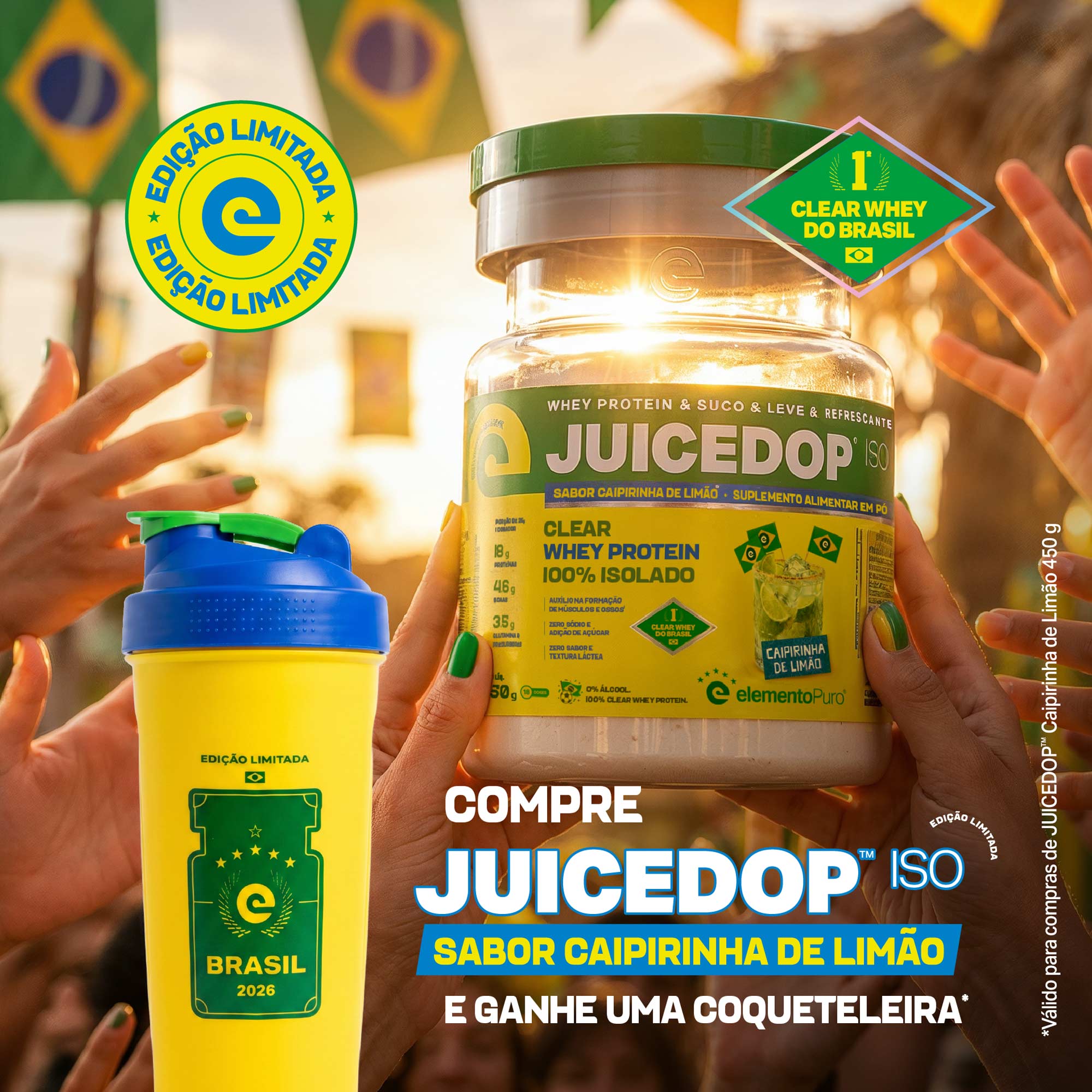 KIT JUICEDOP ISO Caipirinha de Limão 450g + Coqueteleira Exclusiva