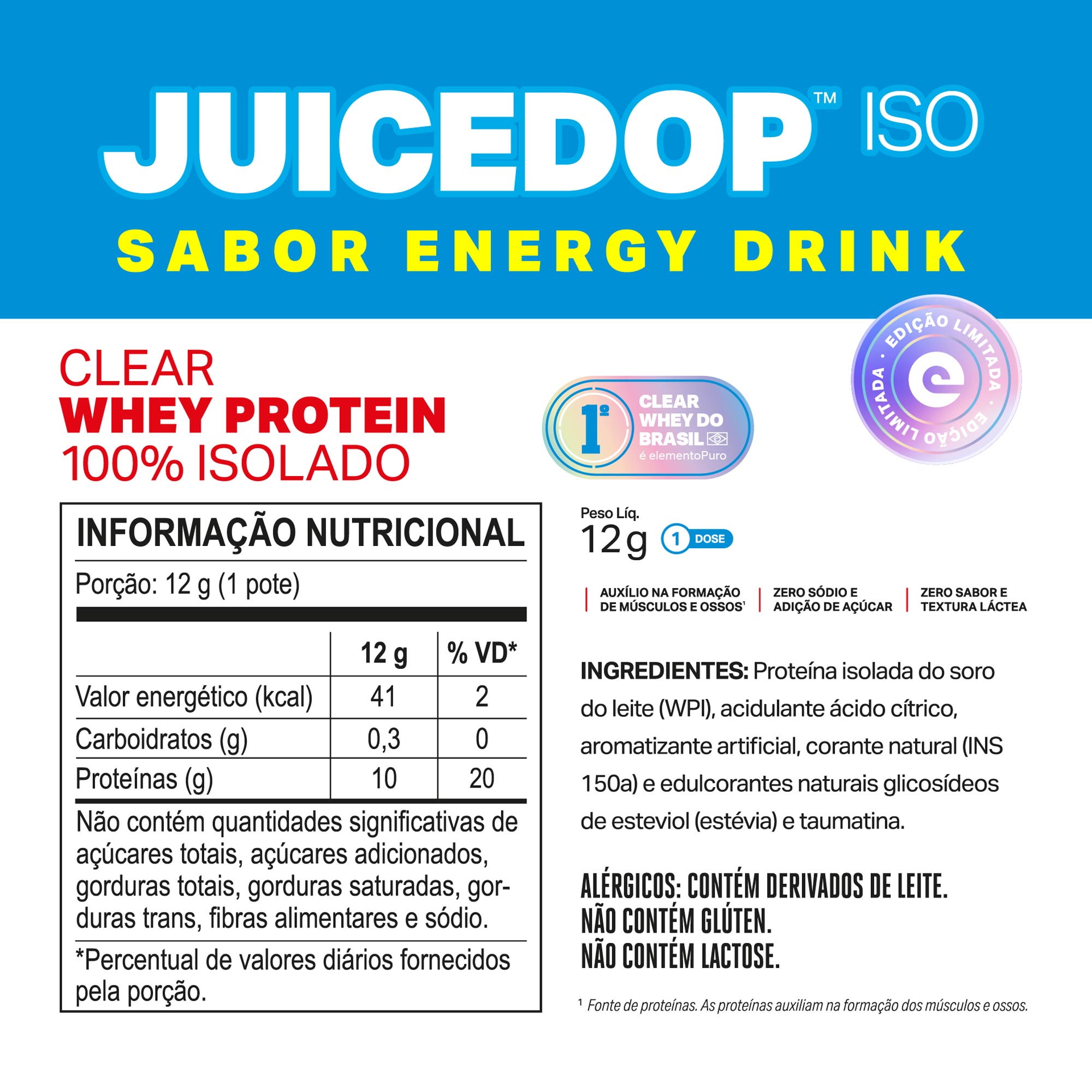 MONODOSE JUICEDOP Clear Whey Protein Energy Drink 12g