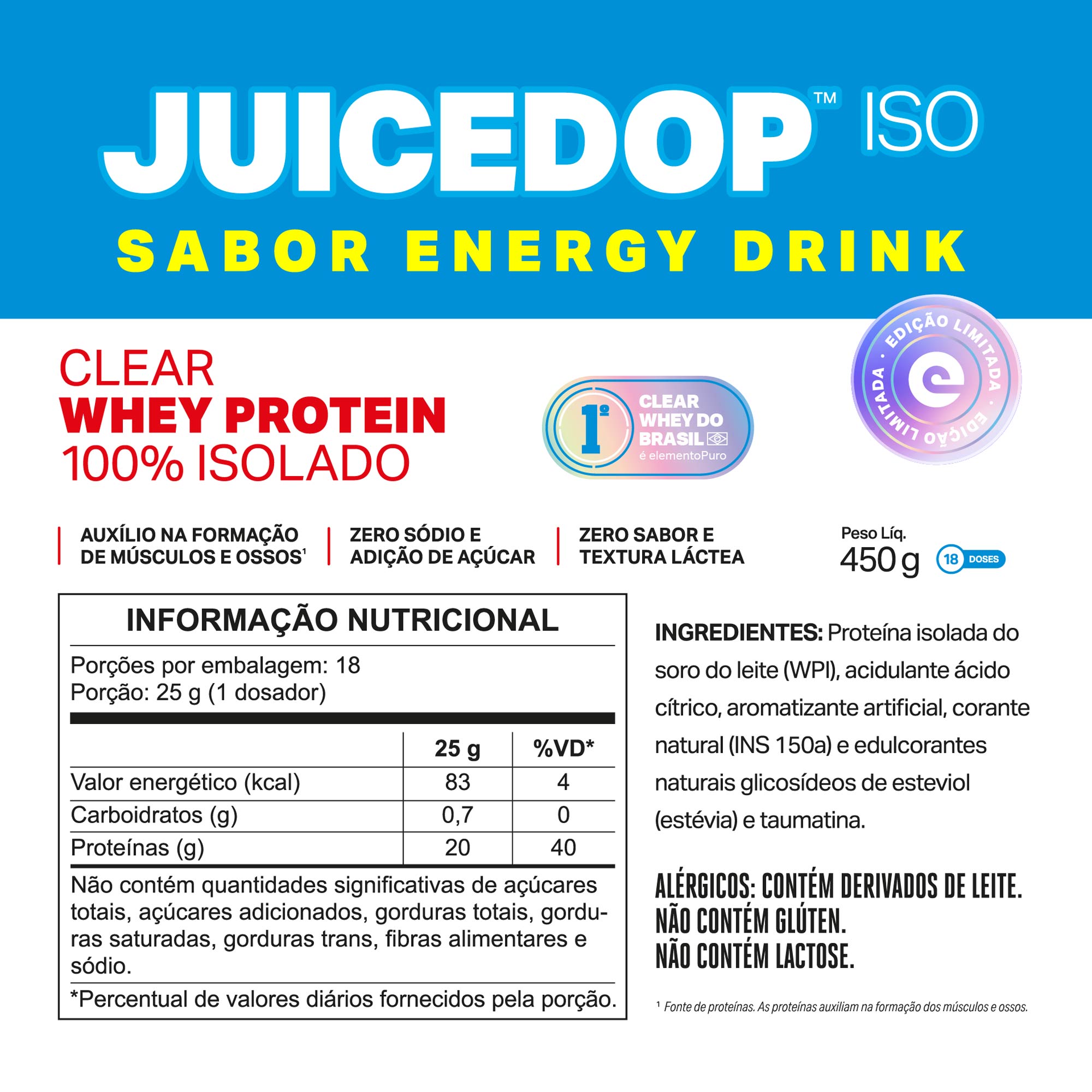 JUICEDOP Clear Whey Protein Energy Drink 450g